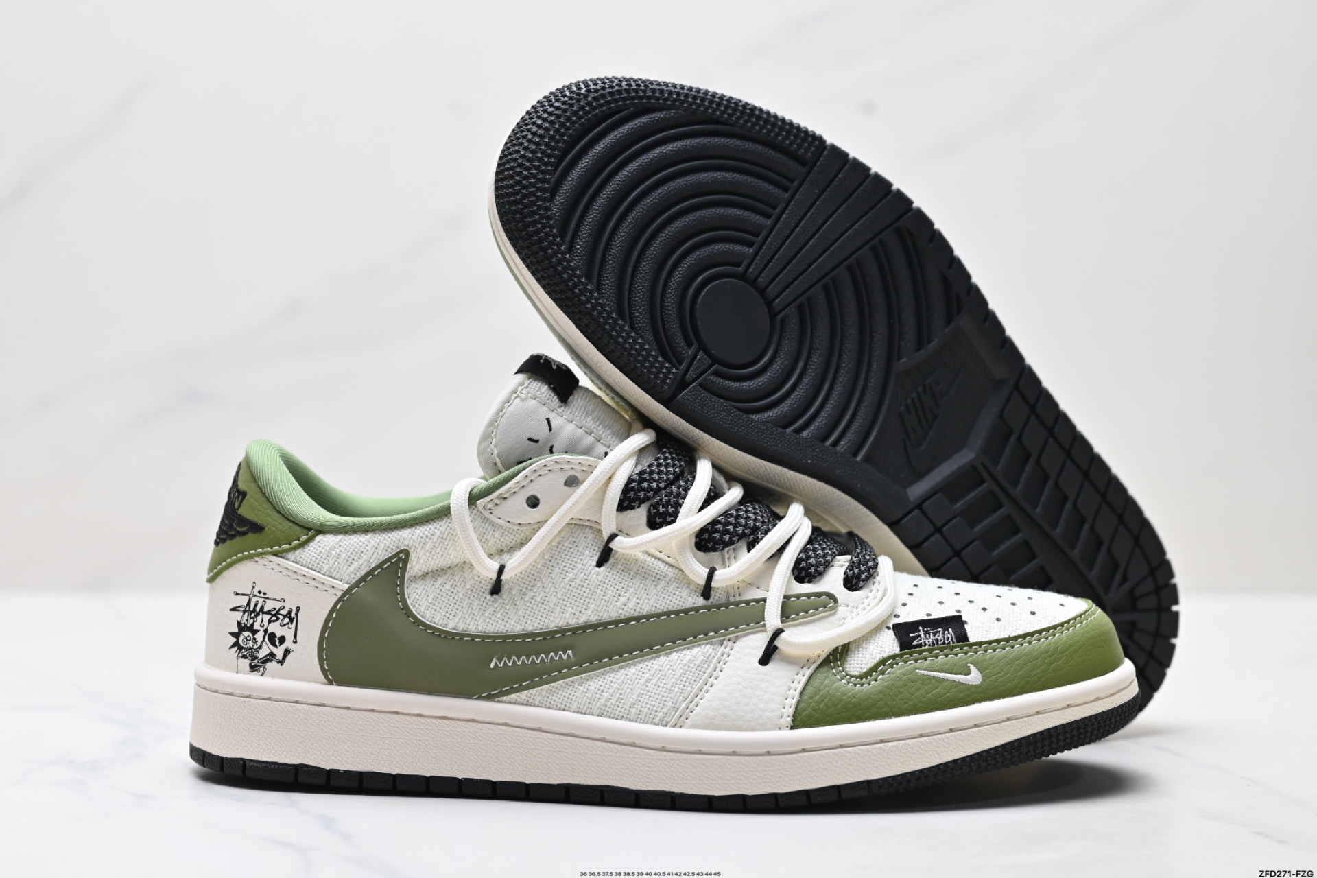 Nike Air Jordan 1 x Travis Scott AJ1倒勾 乔一倒钩 ‘DIY’定制 耐克 低帮文化篮球鞋 DM6868-104