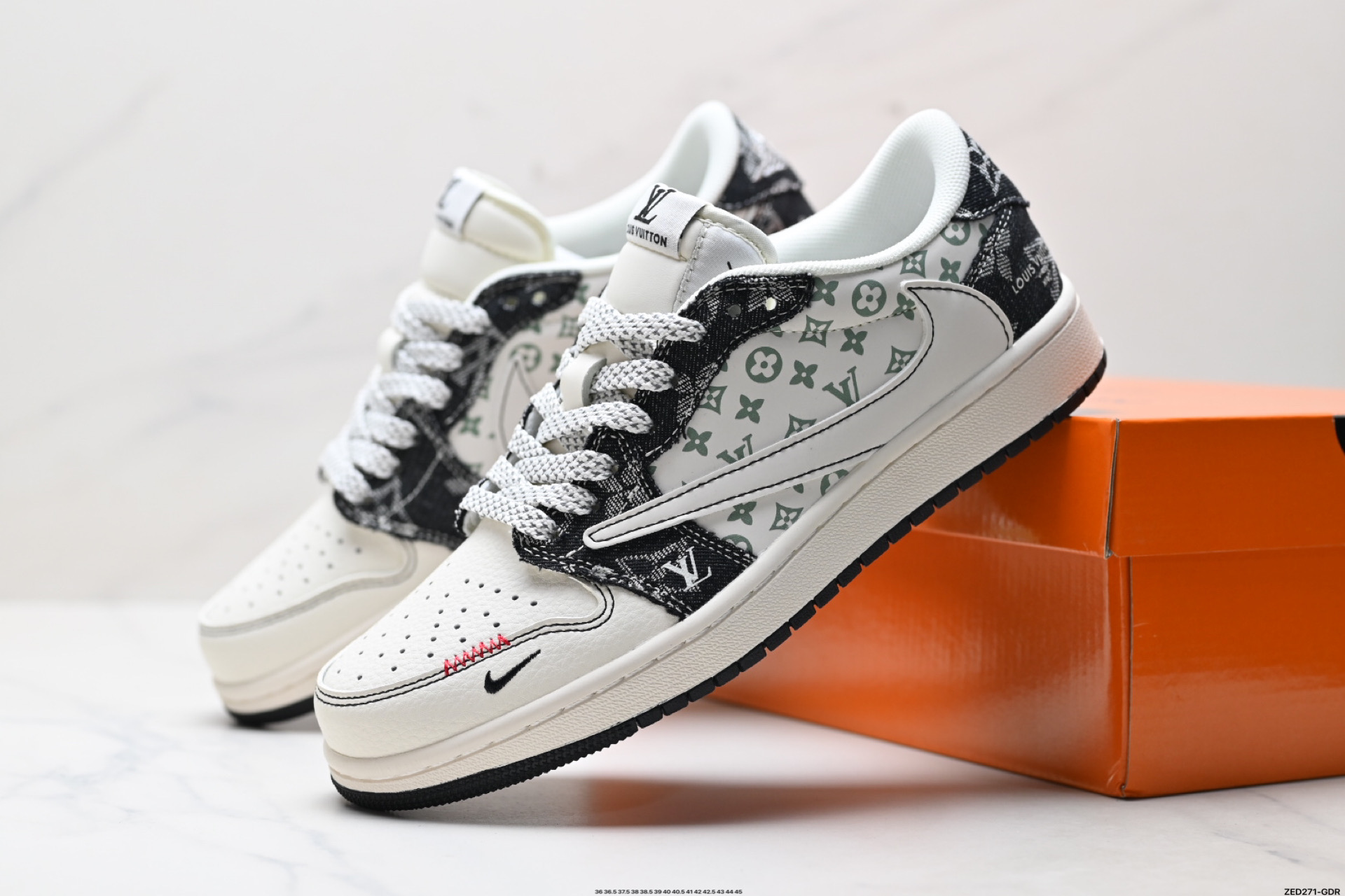 Nike Air Jordan 1 x Travis Scott AJ1倒勾 乔一倒钩 ‘DIY’定制 耐克 低帮文化篮球鞋  YX5066-327