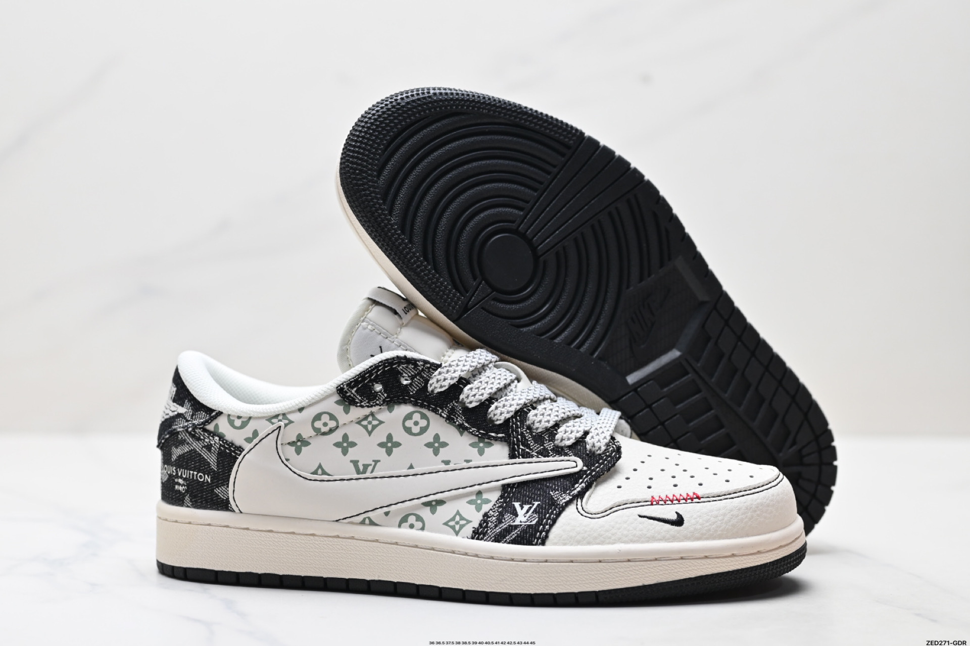 Nike Air Jordan 1 x Travis Scott AJ1倒勾 乔一倒钩 ‘DIY’定制 耐克 低帮文化篮球鞋  YX5066-327