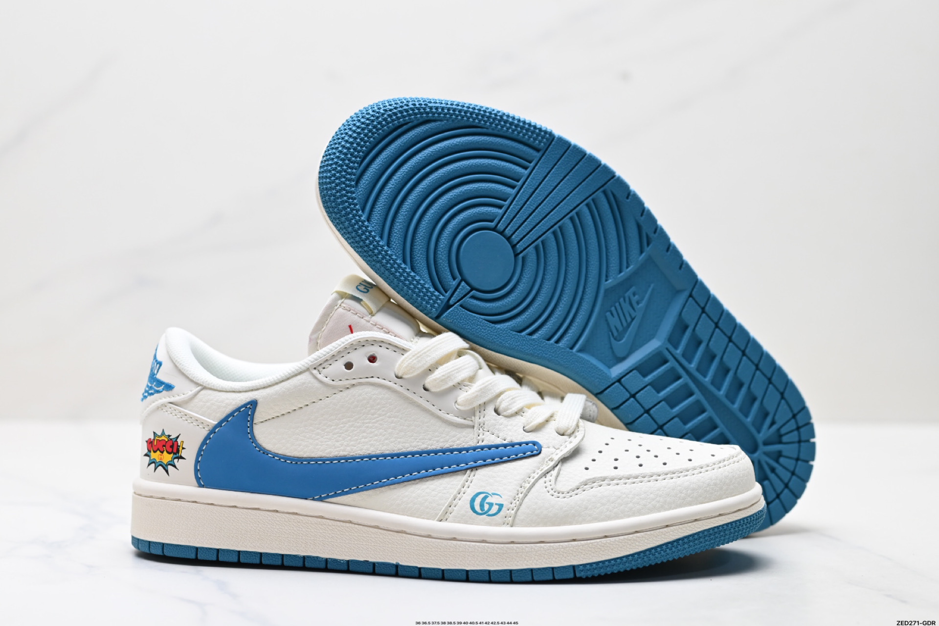 Nike Air Jordan 1 x Travis Scott AJ1倒勾 乔一倒钩 ‘DIY’定制 耐克 低帮文化篮球鞋 ZH2598-165