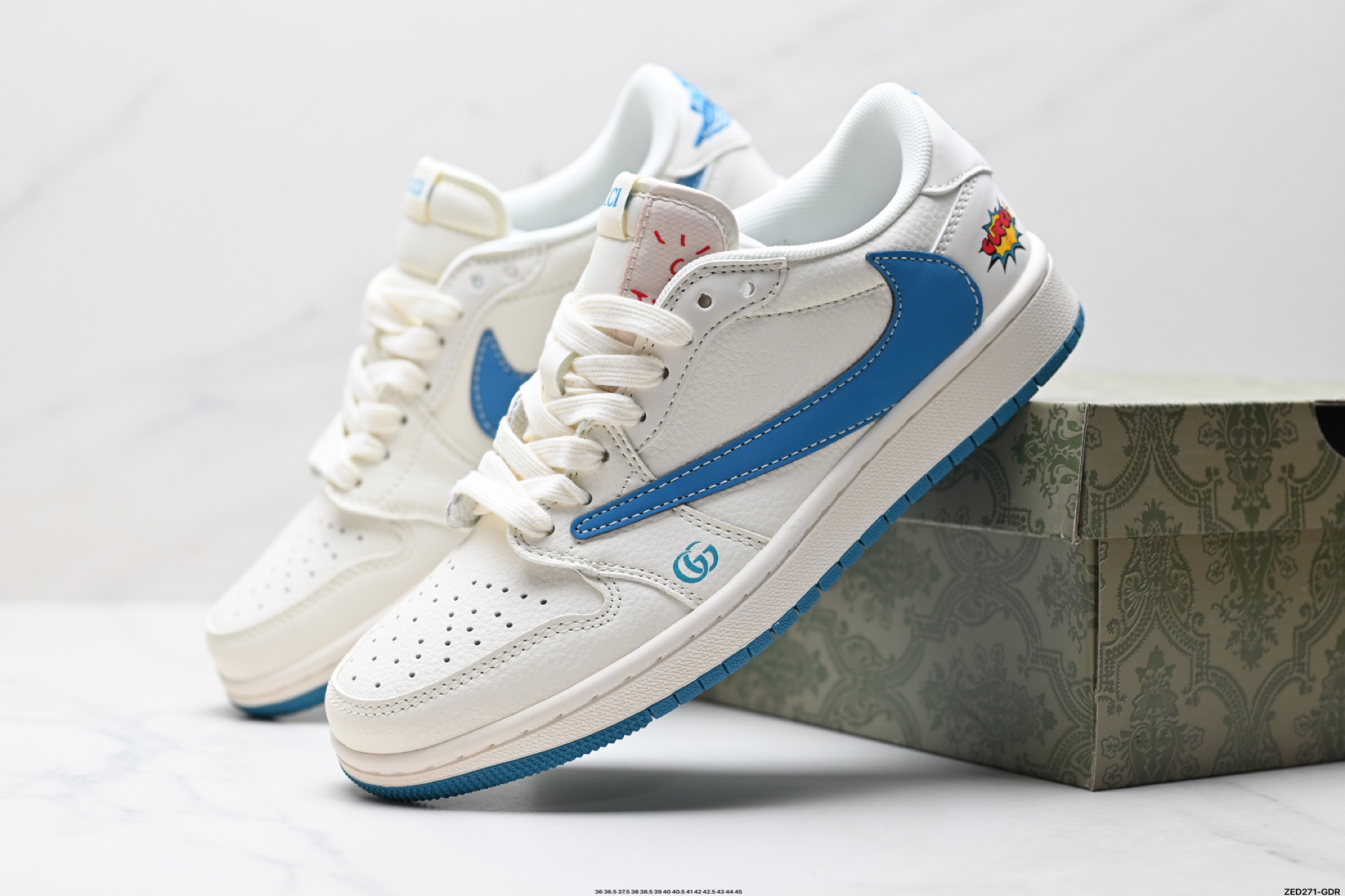 Nike Air Jordan 1 x Travis Scott AJ1倒勾 乔一倒钩 ‘DIY’定制 耐克 低帮文化篮球鞋 ZH2598-165