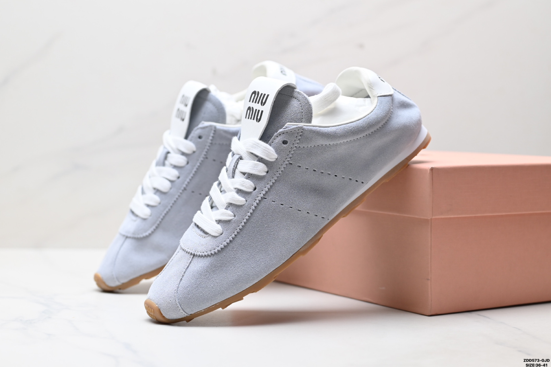 MIU MIU缪缪 皮革 Plume 圆头系带 德训鞋 低帮 生活休闲鞋 5E114E 054 F00127 99 F005