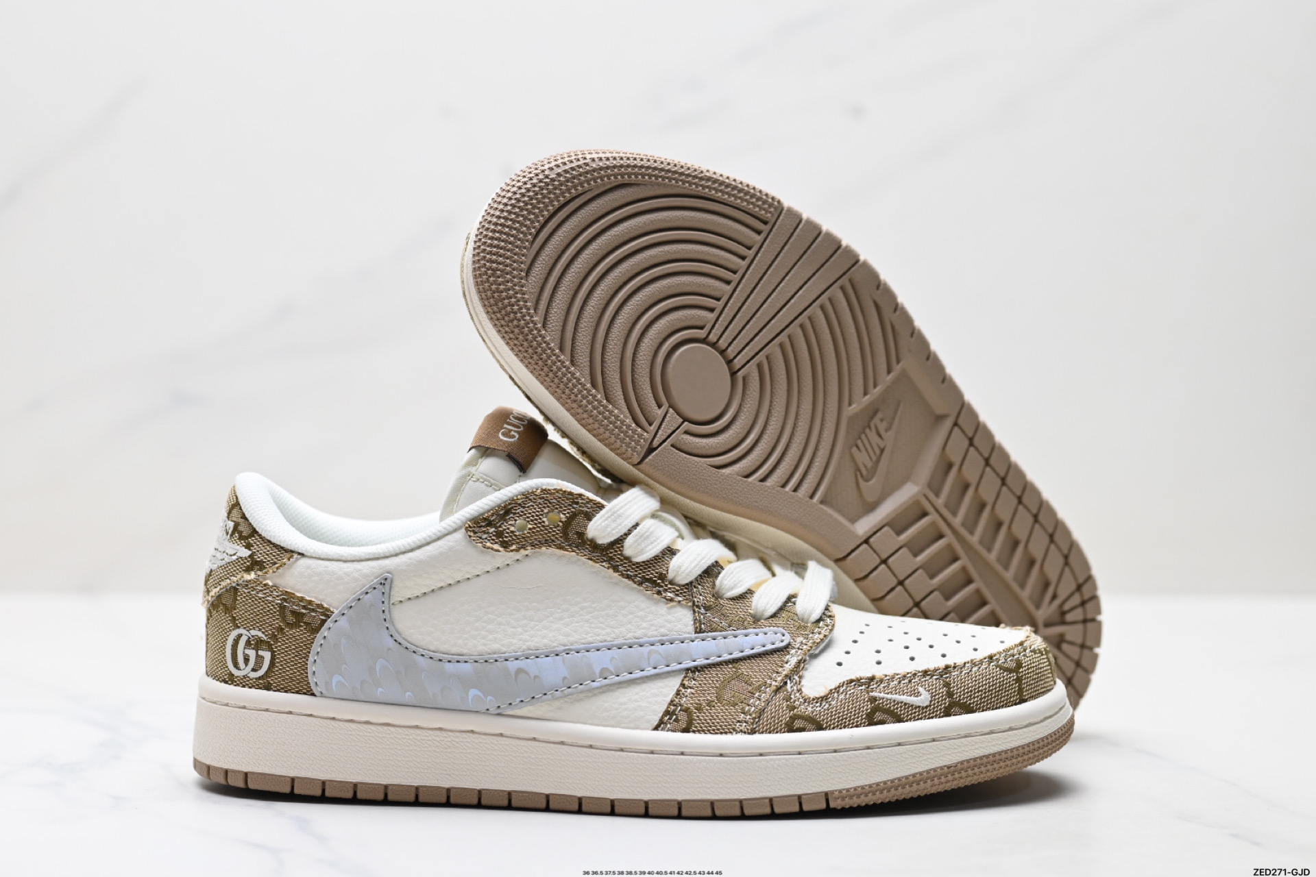 Nike Air Jordan 1 x Travis Scott AJ1倒勾 乔一倒钩 ‘DIY’定制 耐克 低帮文化篮球鞋  XS7089-603