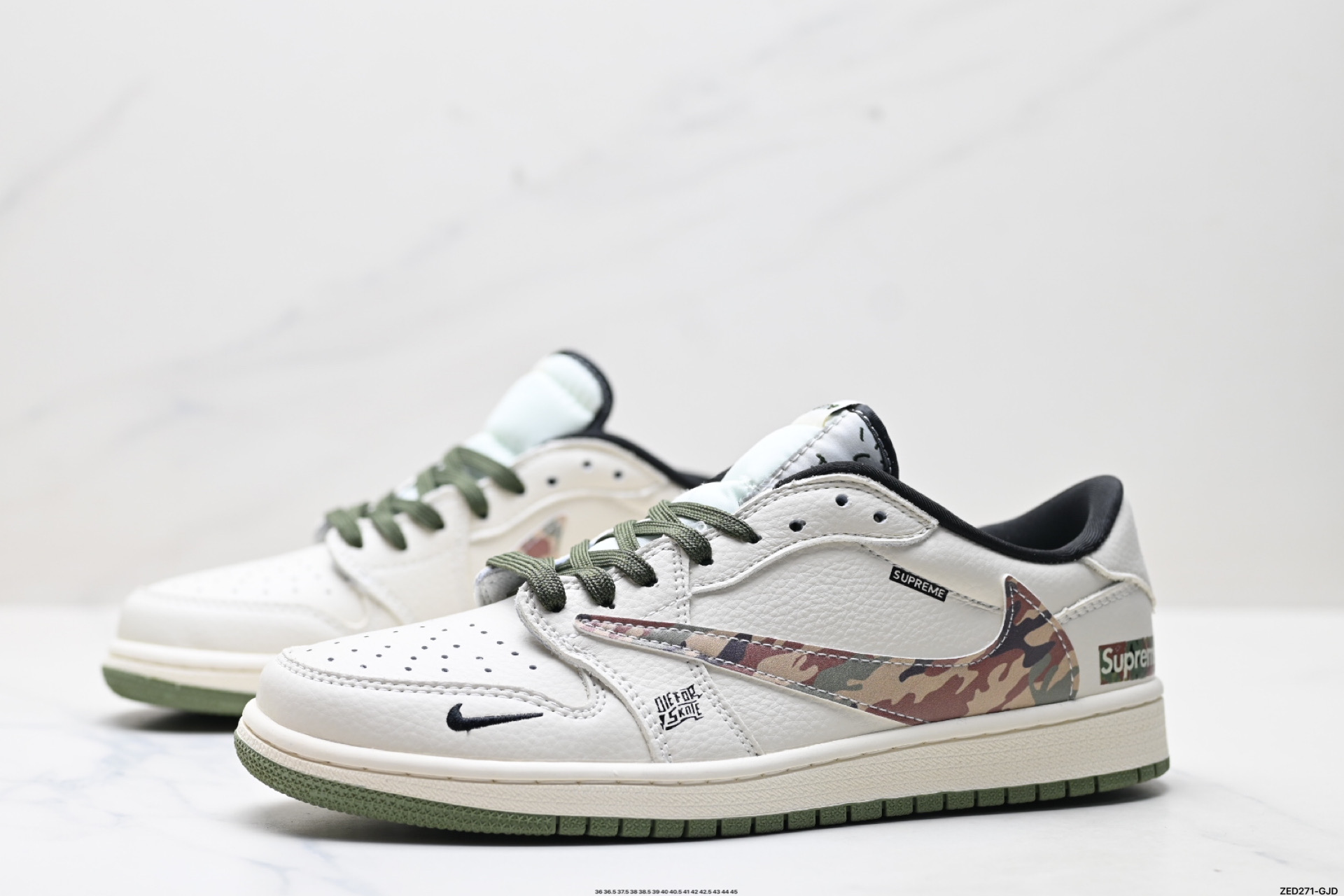 Nike Air Jordan 1 x Travis Scott AJ1倒勾 乔一倒钩 ‘DIY’定制 耐克 低帮文化篮球鞋  XS2024-046