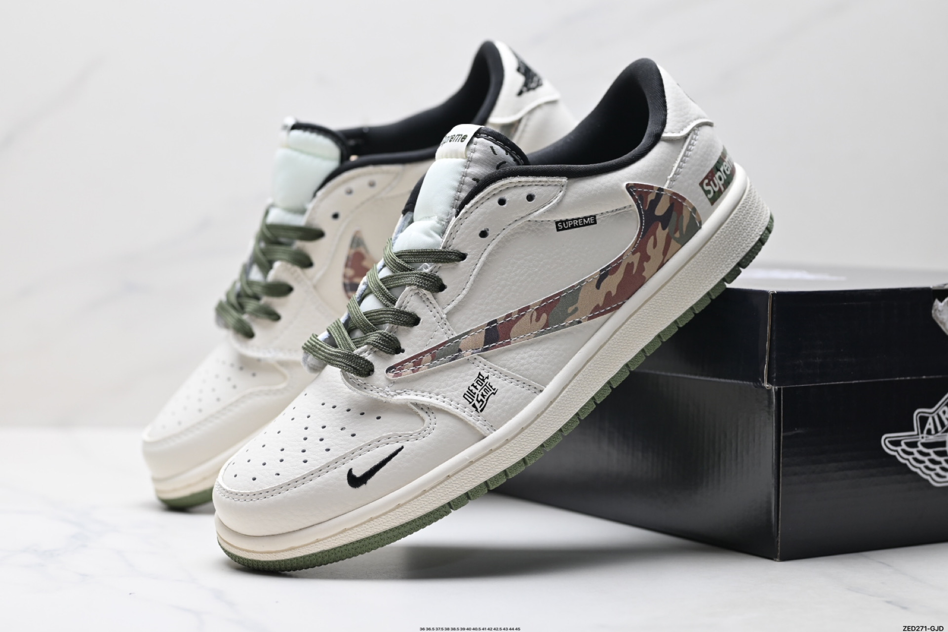 Nike Air Jordan 1 x Travis Scott AJ1倒勾 乔一倒钩 ‘DIY’定制 耐克 低帮文化篮球鞋  XS2024-046