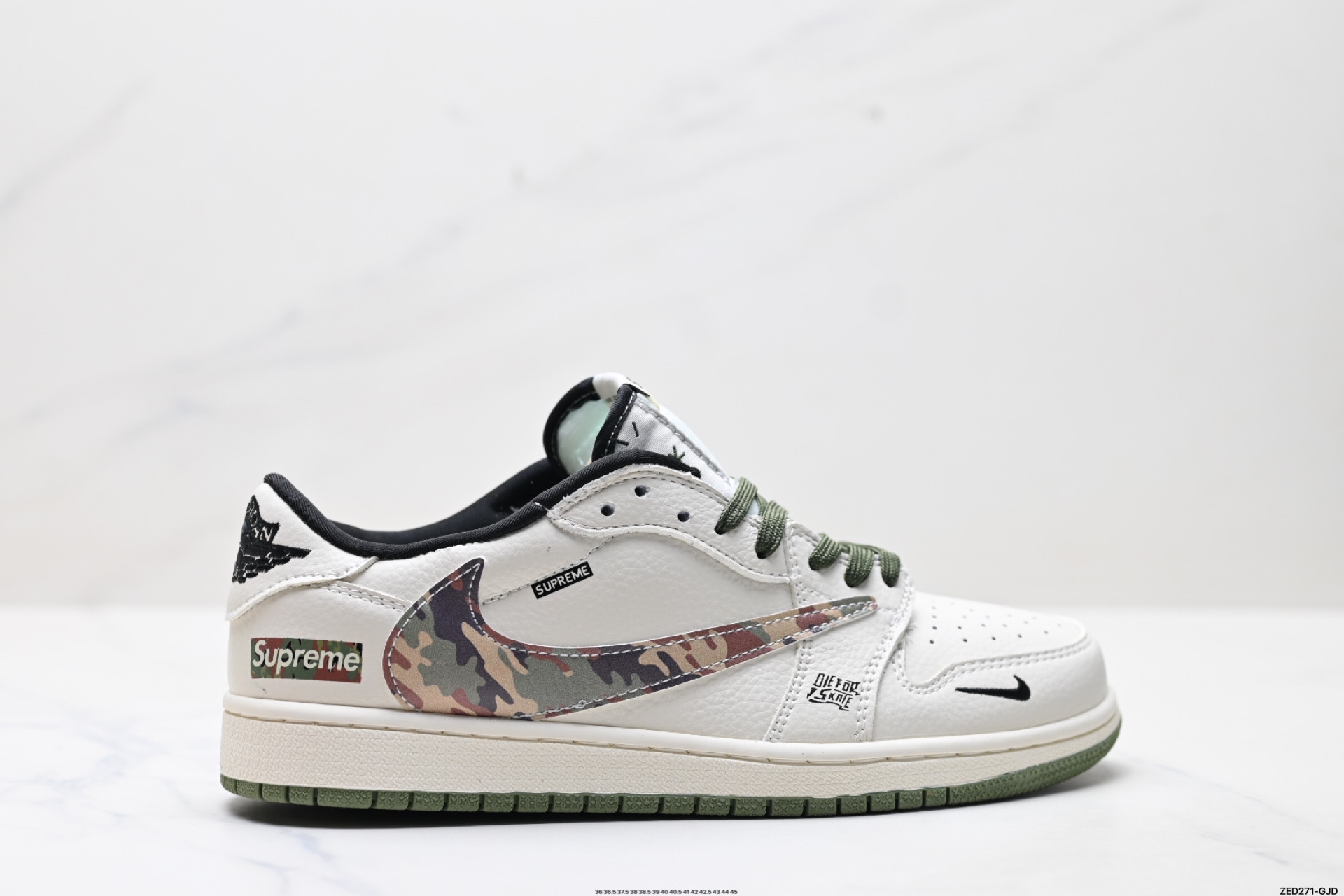 Nike Air Jordan 1 x Travis Scott AJ1倒勾 乔一倒钩 ‘DIY’定制 耐克 低帮文化篮球鞋  XS2024-046