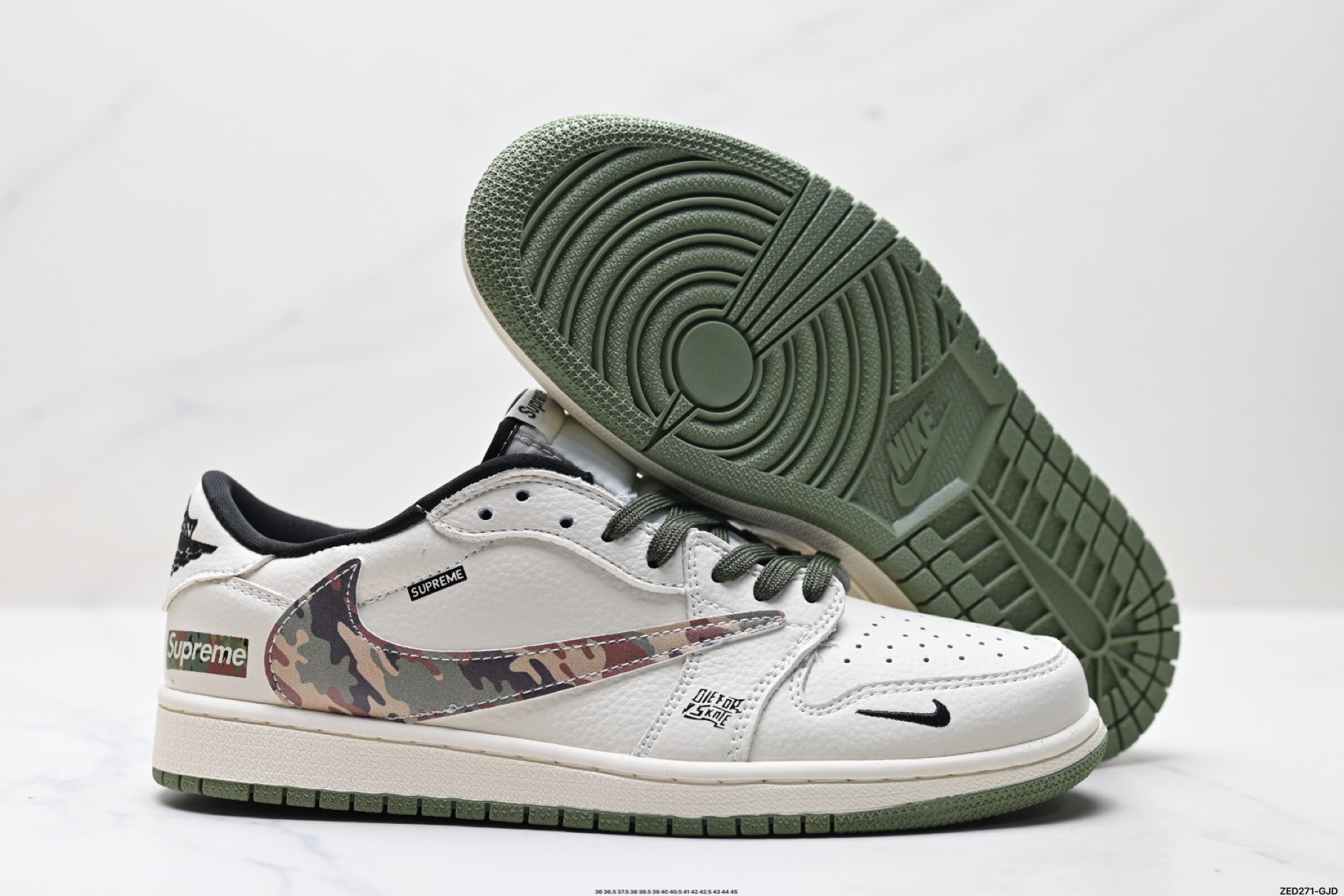 Nike Air Jordan 1 x Travis Scott AJ1倒勾 乔一倒钩 ‘DIY’定制 耐克 低帮文化篮球鞋  XS2024-046