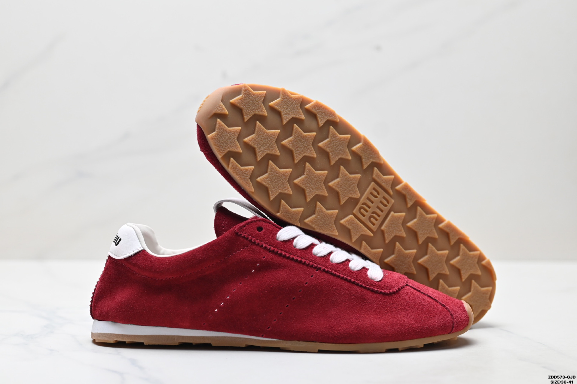 MIU MIU缪缪 皮革 Plume 圆头系带 德训鞋 低帮 生活休闲鞋 5E114E 054 F00127 99 F005