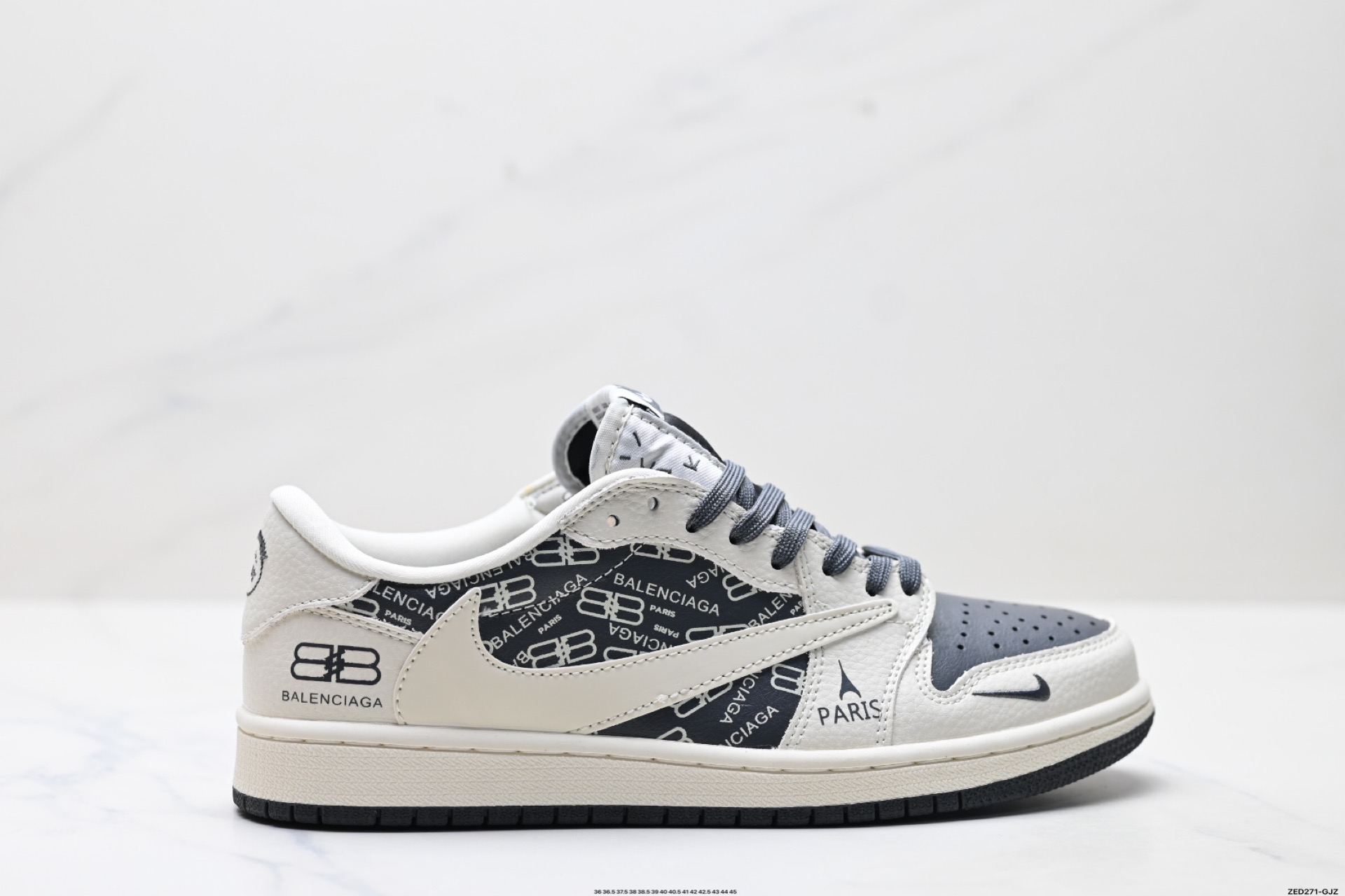 Nike Air Jordan 1 x Travis Scott AJ1倒勾 乔一倒钩 ‘DIY’定制 耐克 低帮文化篮球鞋 LD2025-019