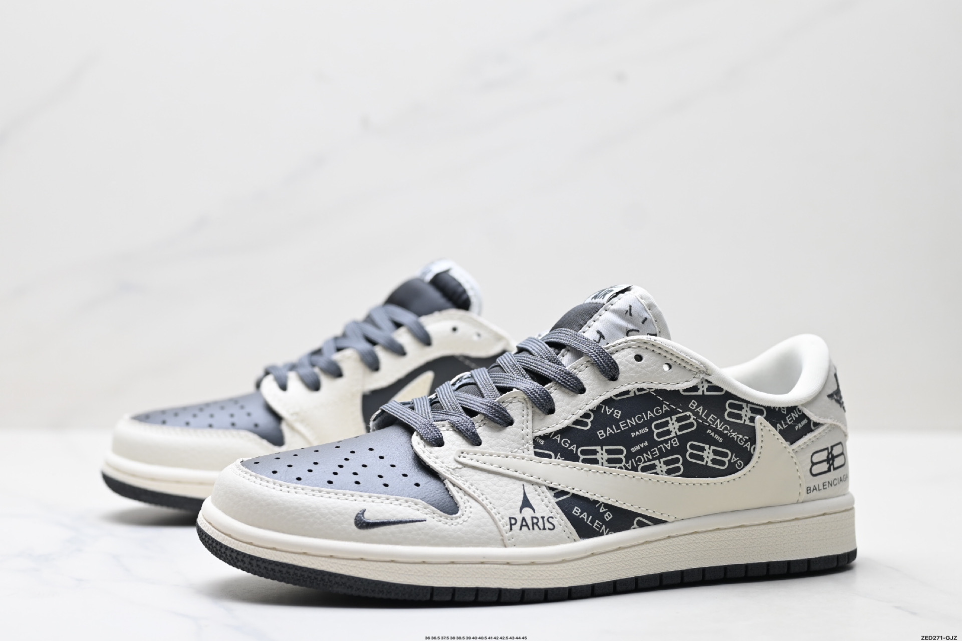 Nike Air Jordan 1 x Travis Scott AJ1倒勾 乔一倒钩 ‘DIY’定制 耐克 低帮文化篮球鞋 LD2025-019