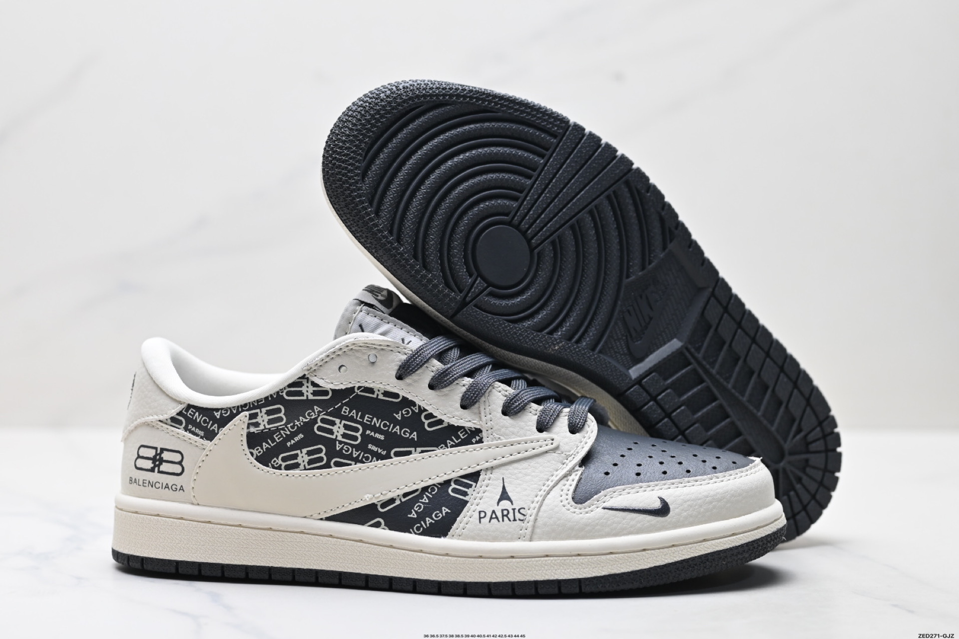 Nike Air Jordan 1 x Travis Scott AJ1倒勾 乔一倒钩 ‘DIY’定制 耐克 低帮文化篮球鞋 LD2025-019