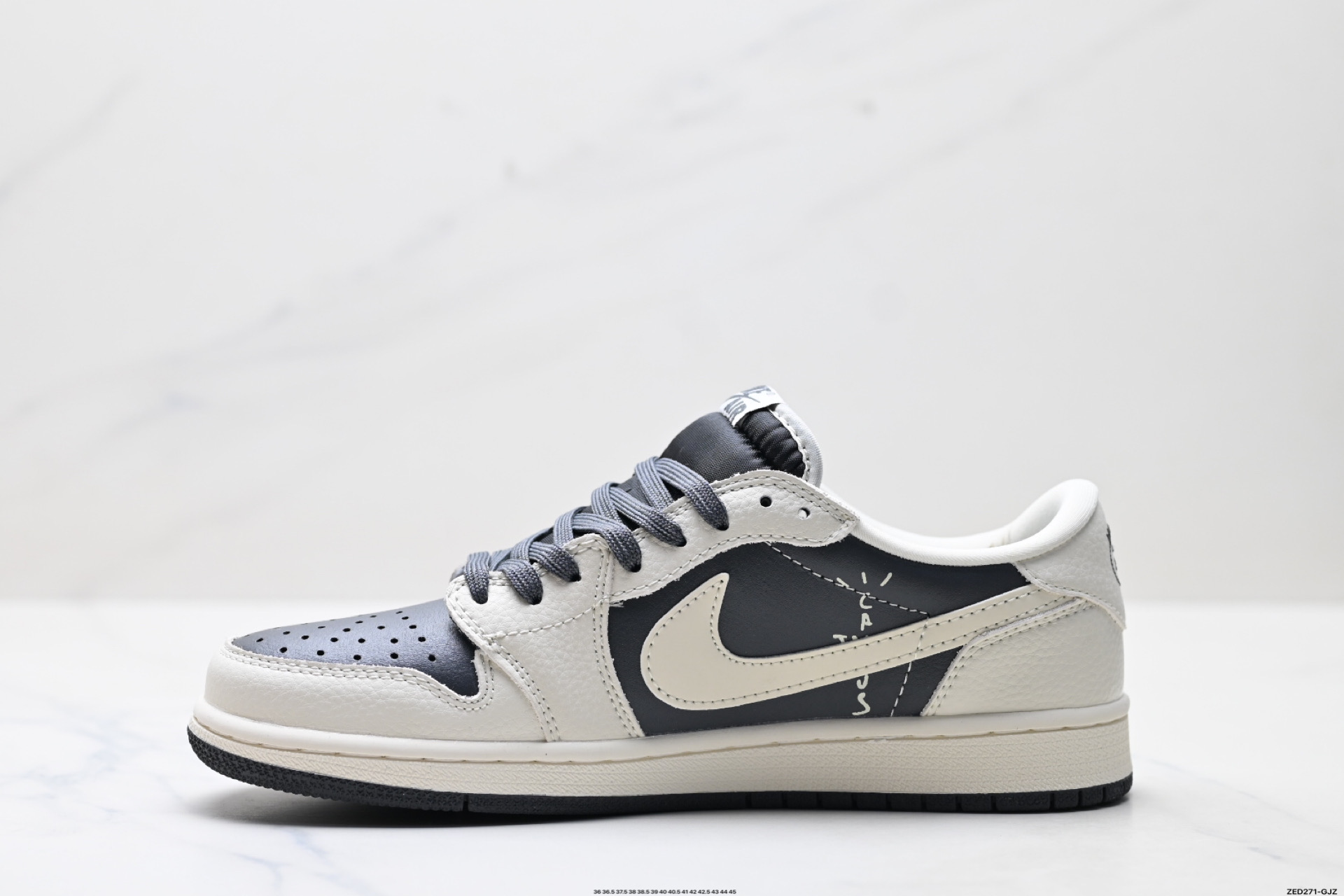 Nike Air Jordan 1 x Travis Scott AJ1倒勾 乔一倒钩 ‘DIY’定制 耐克 低帮文化篮球鞋 LD2025-019