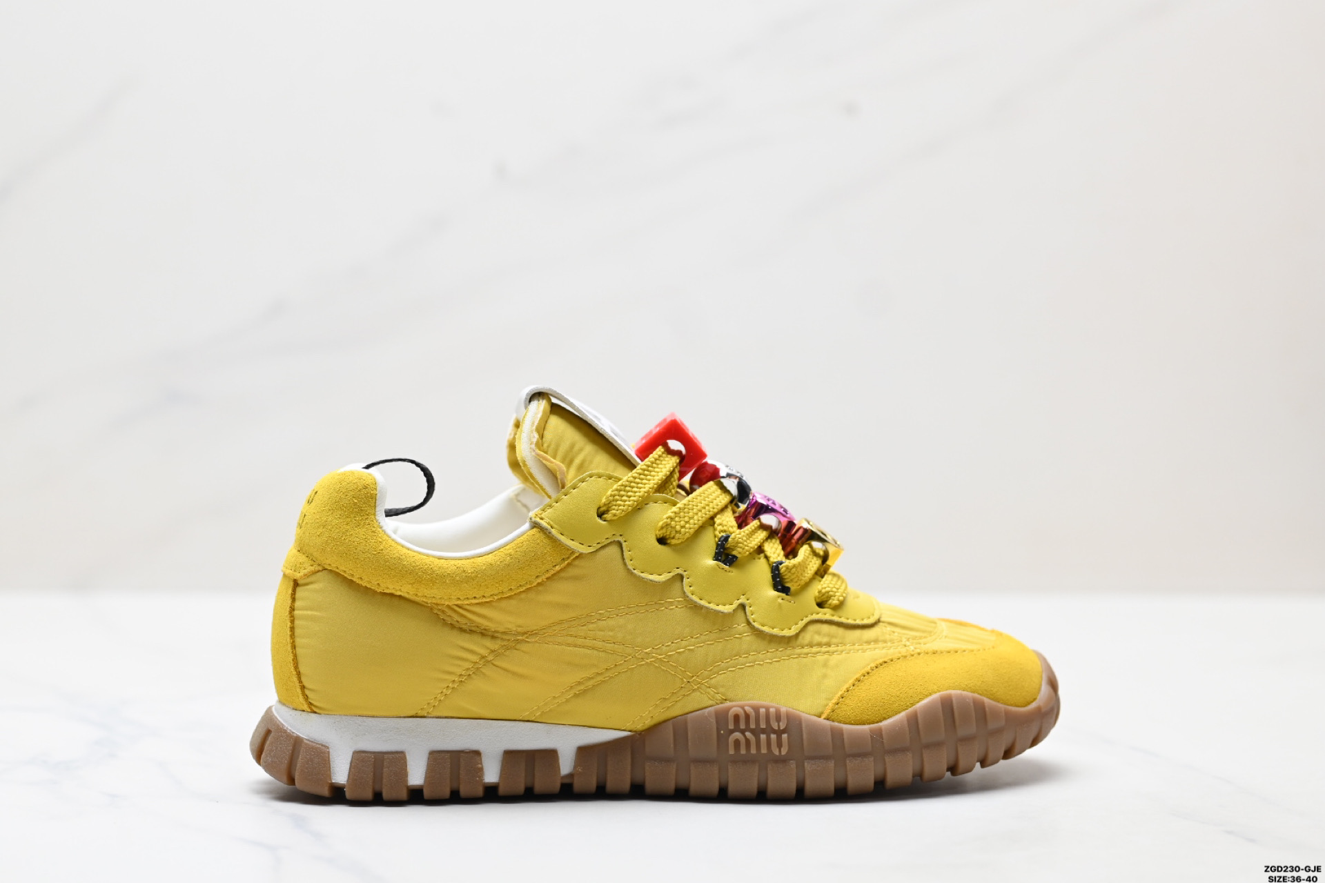 MIU MIU缪缪 绒面革 圆头系带 德训鞋 低帮 生活休闲鞋