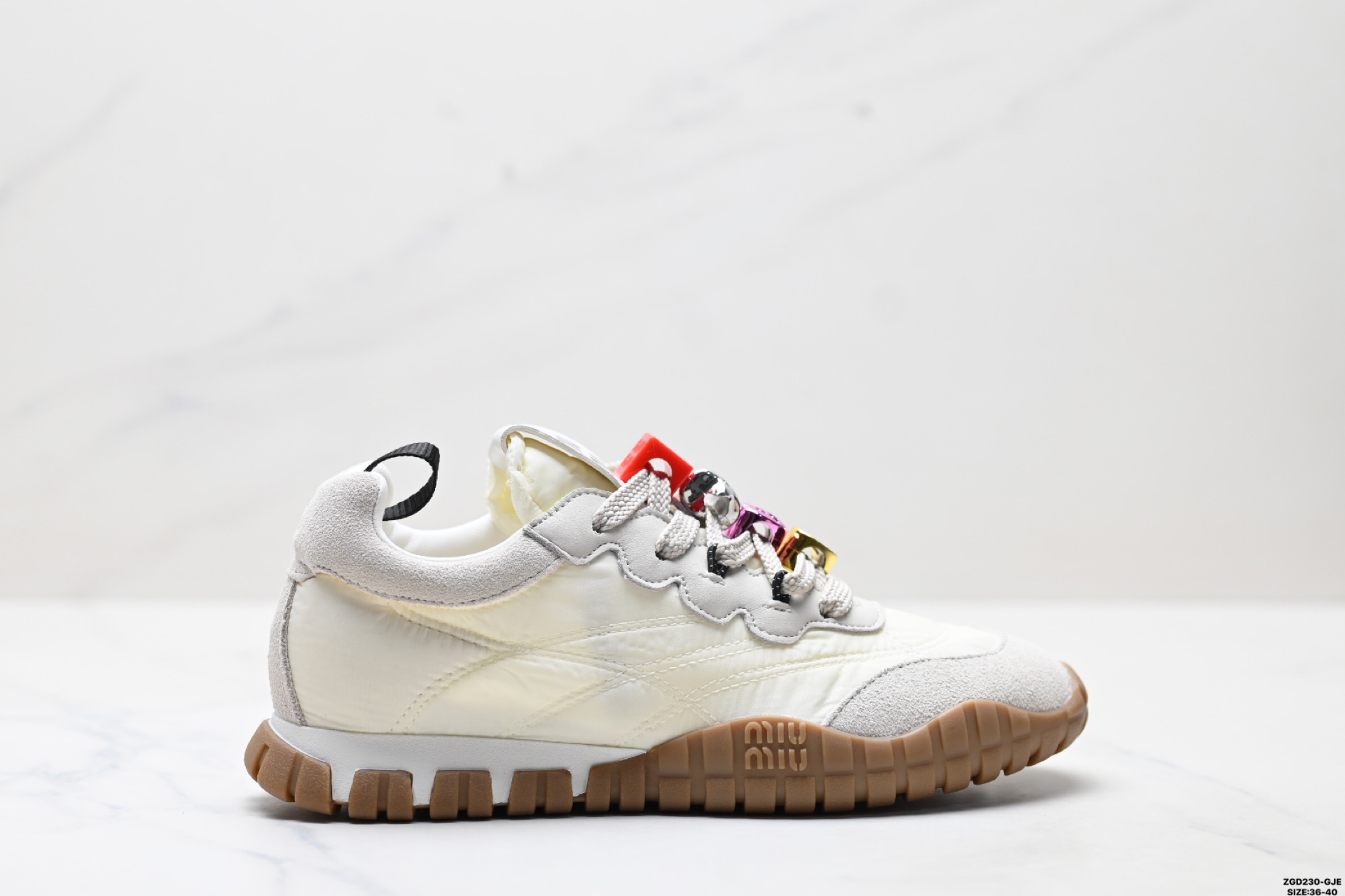 MIU MIU缪缪 绒面革 圆头系带 德训鞋 低帮 生活休闲鞋