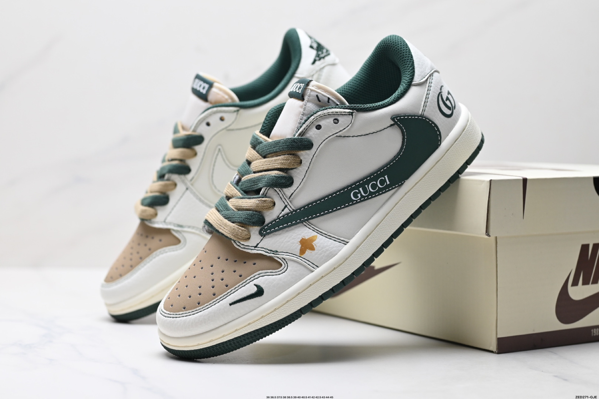 Nike Air Jordan 1 x Travis Scott AJ1倒勾 乔一倒钩 ‘DIY’定制 耐克 低帮文化篮球鞋 XZ5749-006