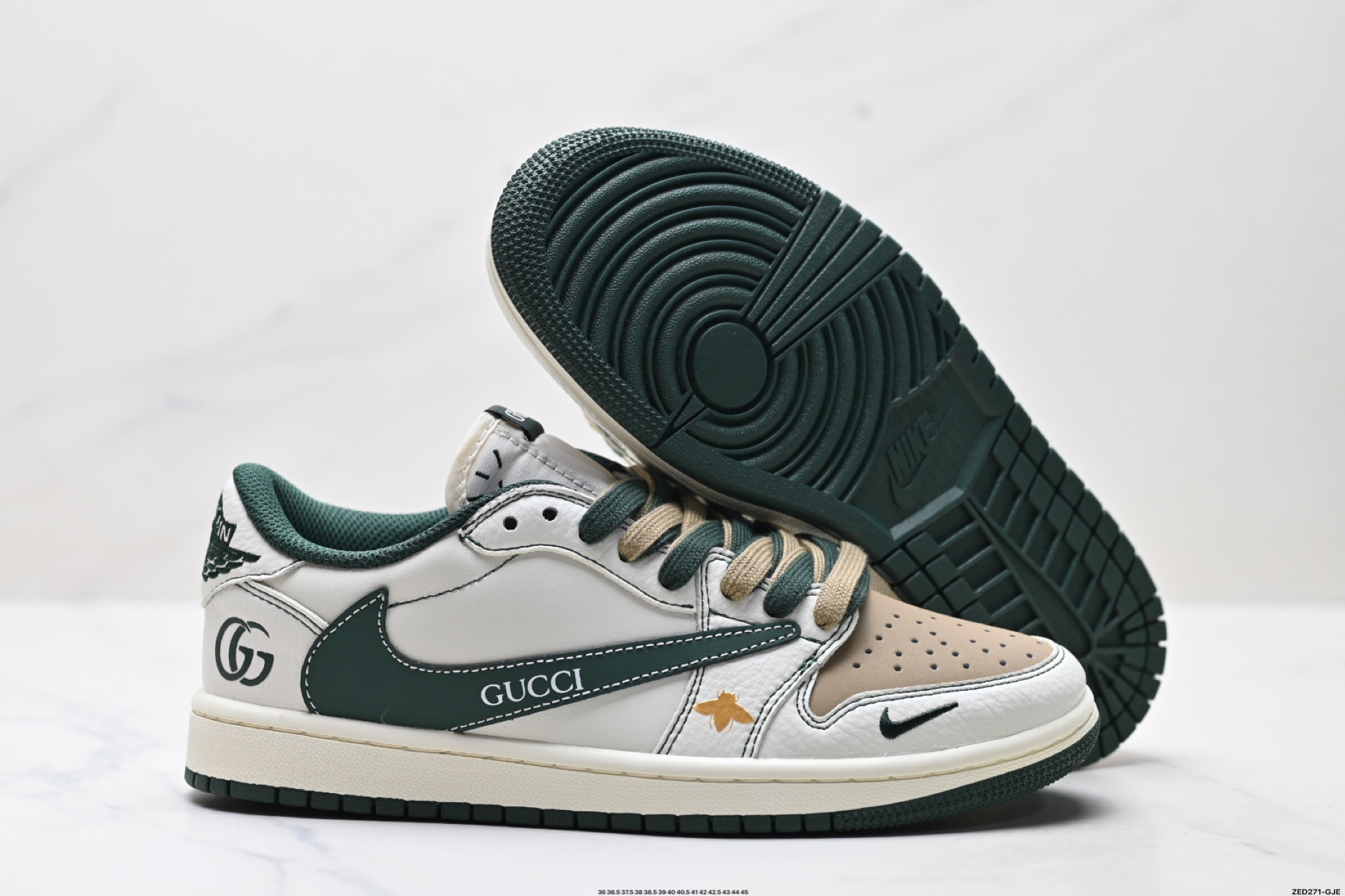 Nike Air Jordan 1 x Travis Scott AJ1倒勾 乔一倒钩 ‘DIY’定制 耐克 低帮文化篮球鞋 XZ5749-006