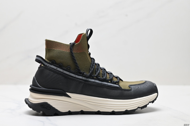 Men's High-Top Knit & Leather Casual Shoes - Comfortable Slip-On Thick Sole 1 Moncler Men’s High-Top Knit & Leather Casual Sneakers – Stylish & Comfortable
