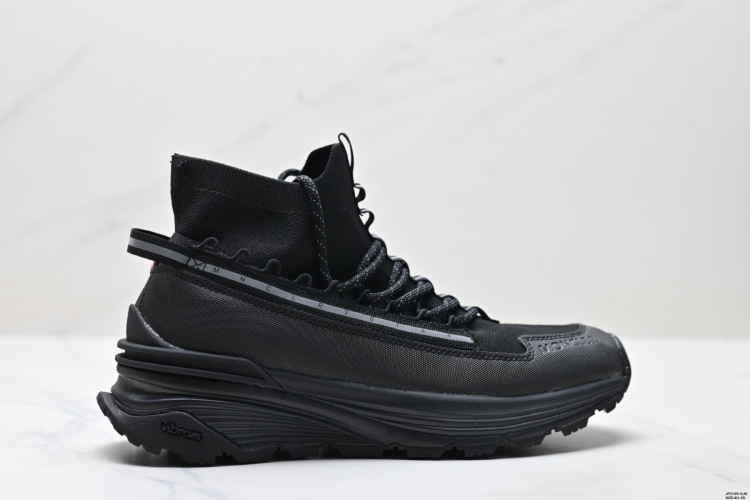 Men's High-Top Knit & Leather Casual Shoes - Comfortable & Stylish Autumn Footwear 1 Moncler Men’s High-Top Knit & Leather Casual Sneakers – Stylish & Comfortable