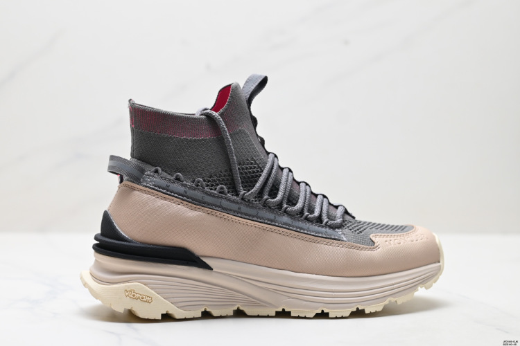 Men's High-Top Knit & Leather Casual Shoes - Comfortable Slip-On Thick Sole 1 Moncler Men’s High-Top Knit & Leather Casual Sneakers – Stylish & Comfortable