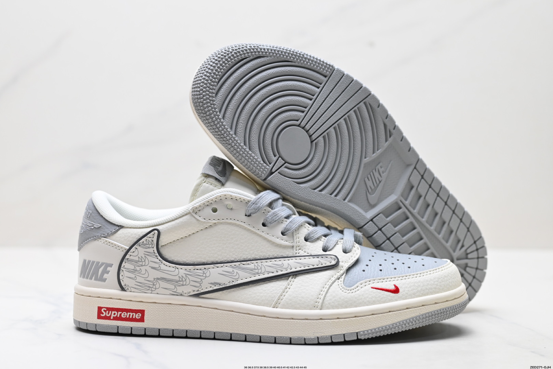 Nike Air Jordan 1 x Travis Scott AJ1倒勾 乔一倒钩 ‘DIY’定制 耐克 低帮文化篮球鞋 XS7089-598