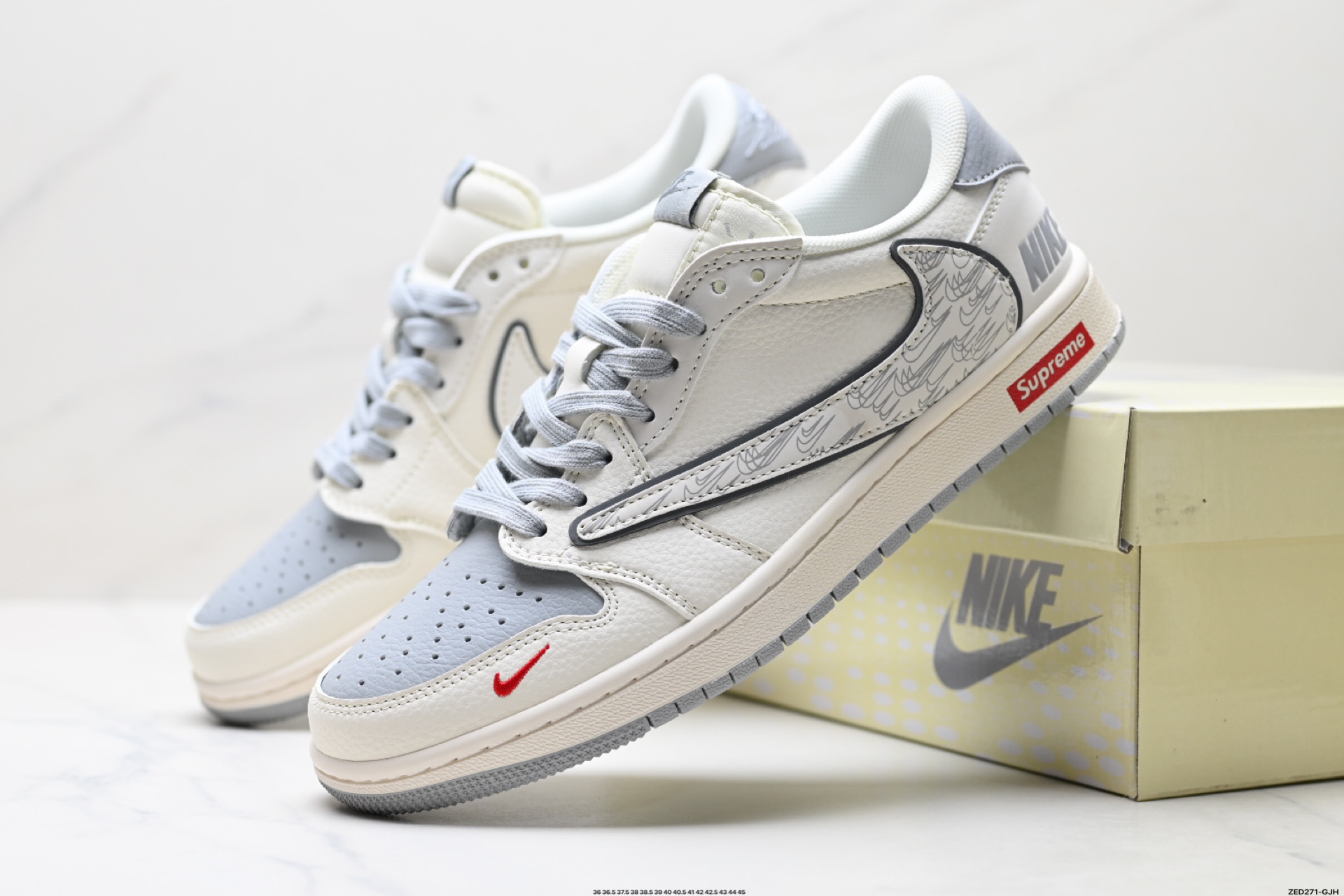 Nike Air Jordan 1 x Travis Scott AJ1倒勾 乔一倒钩 ‘DIY’定制 耐克 低帮文化篮球鞋 XS7089-598