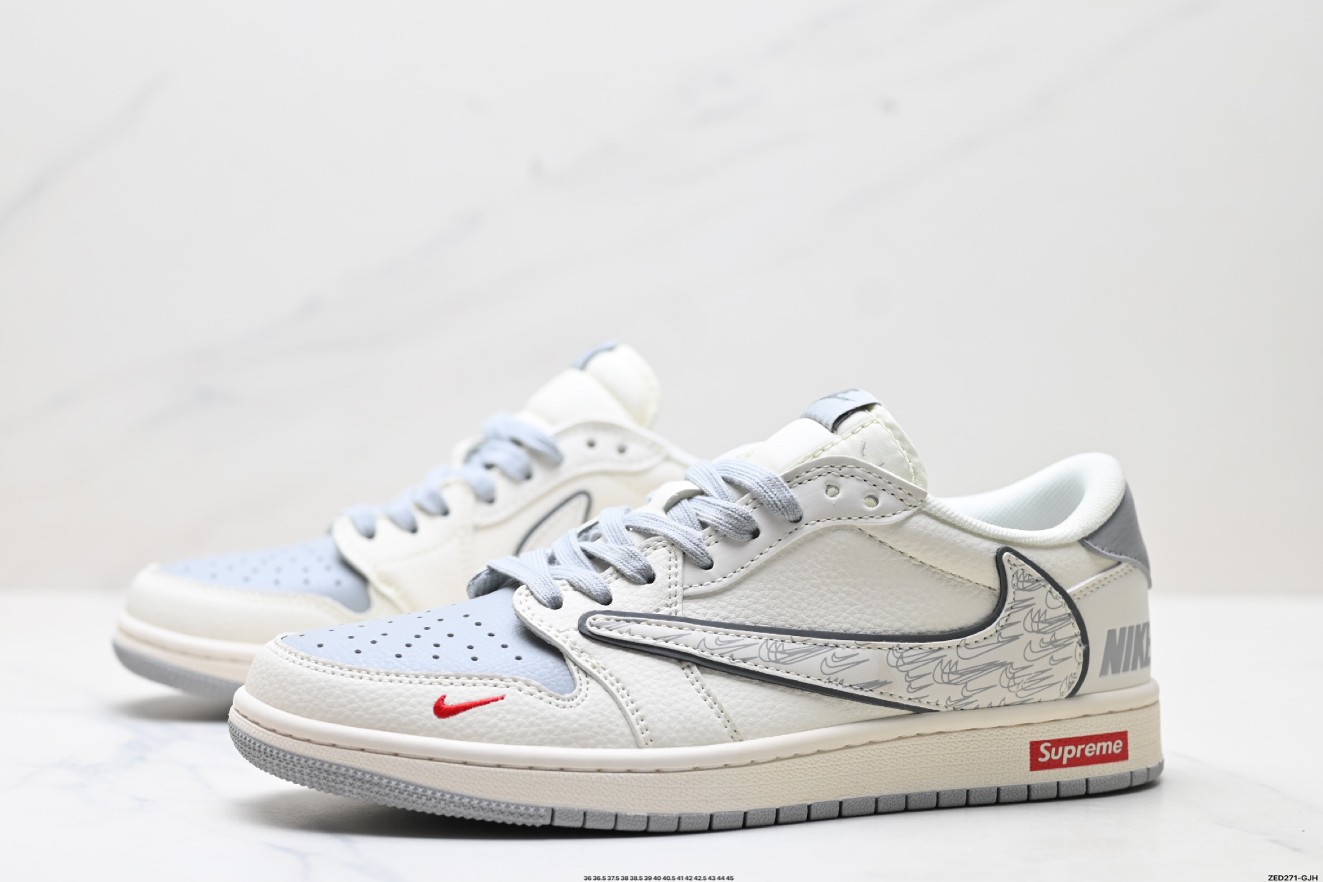 Nike Air Jordan 1 x Travis Scott AJ1倒勾 乔一倒钩 ‘DIY’定制 耐克 低帮文化篮球鞋 XS7089-598