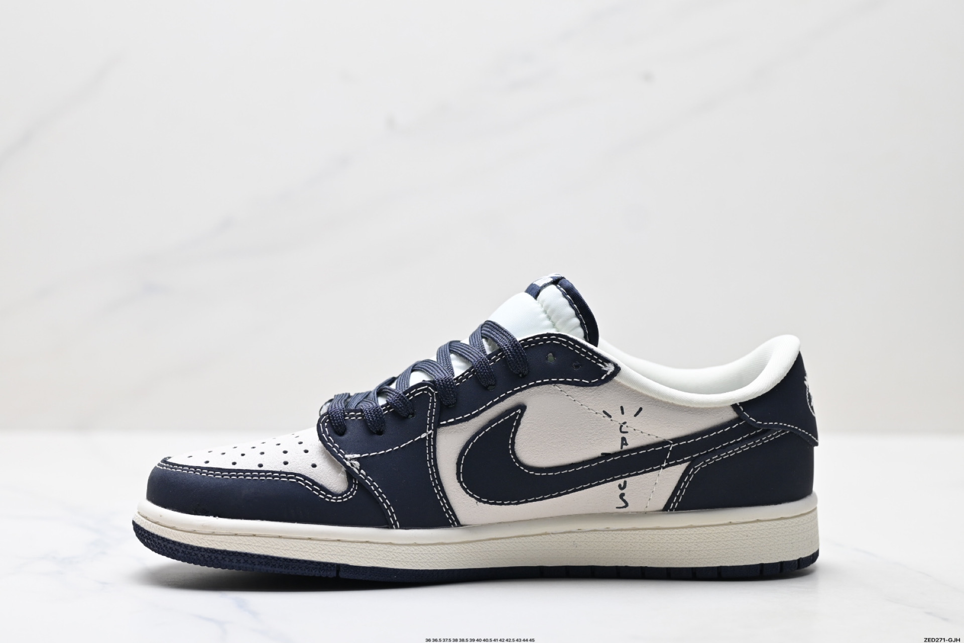 Nike Air Jordan 1 x Travis Scott AJ1倒勾 乔一倒钩 ‘DIY’定制 耐克 低帮文化篮球鞋 LD2025-027