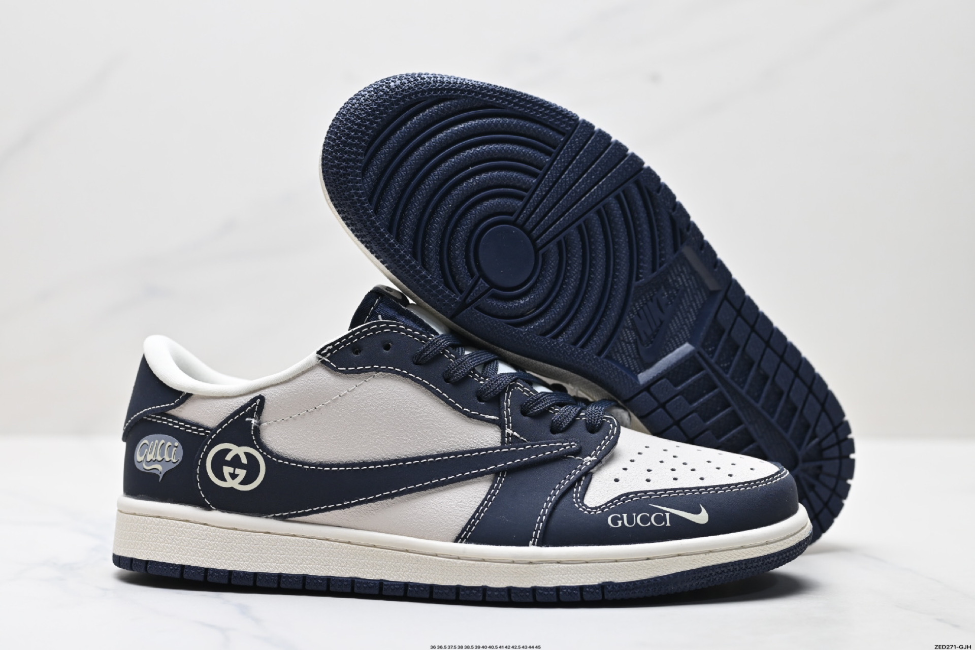 Nike Air Jordan 1 x Travis Scott AJ1倒勾 乔一倒钩 ‘DIY’定制 耐克 低帮文化篮球鞋 LD2025-027