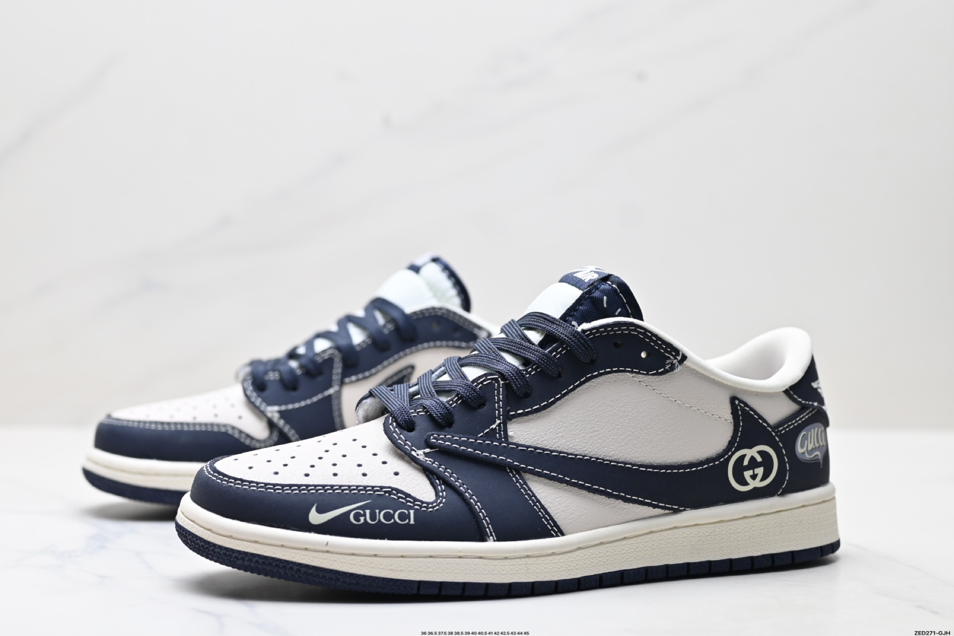 Nike Air Jordan 1 x Travis Scott AJ1倒勾 乔一倒钩 ‘DIY’定制 耐克 低帮文化篮球鞋 LD2025-027