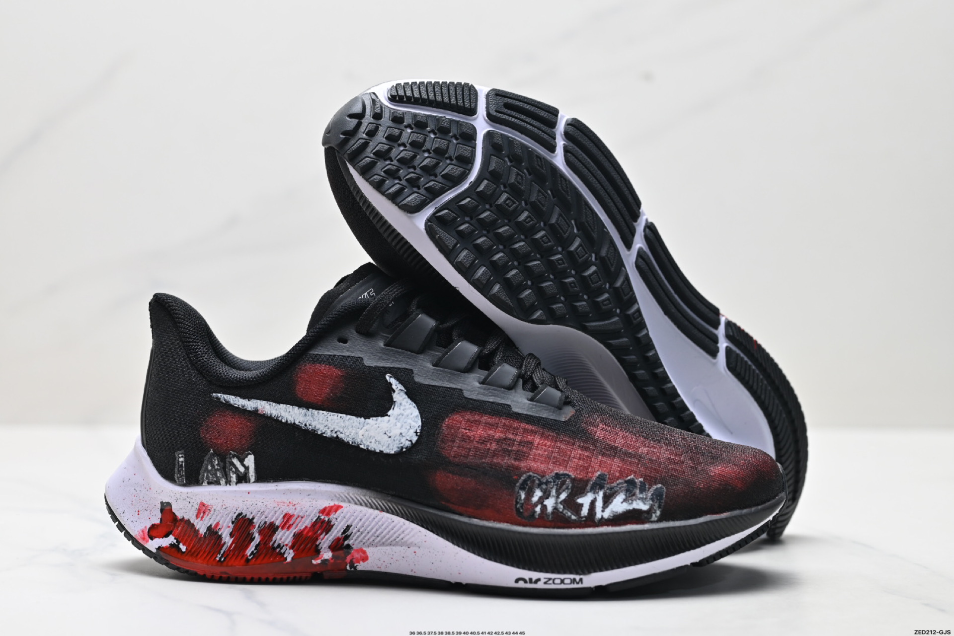 定制球鞋NIKE AIR ZOOM PEGASUS 42虐杀原形 手绘潮流 简约 百搭防滑耐磨 低帮跑步鞋 BQ9647-022