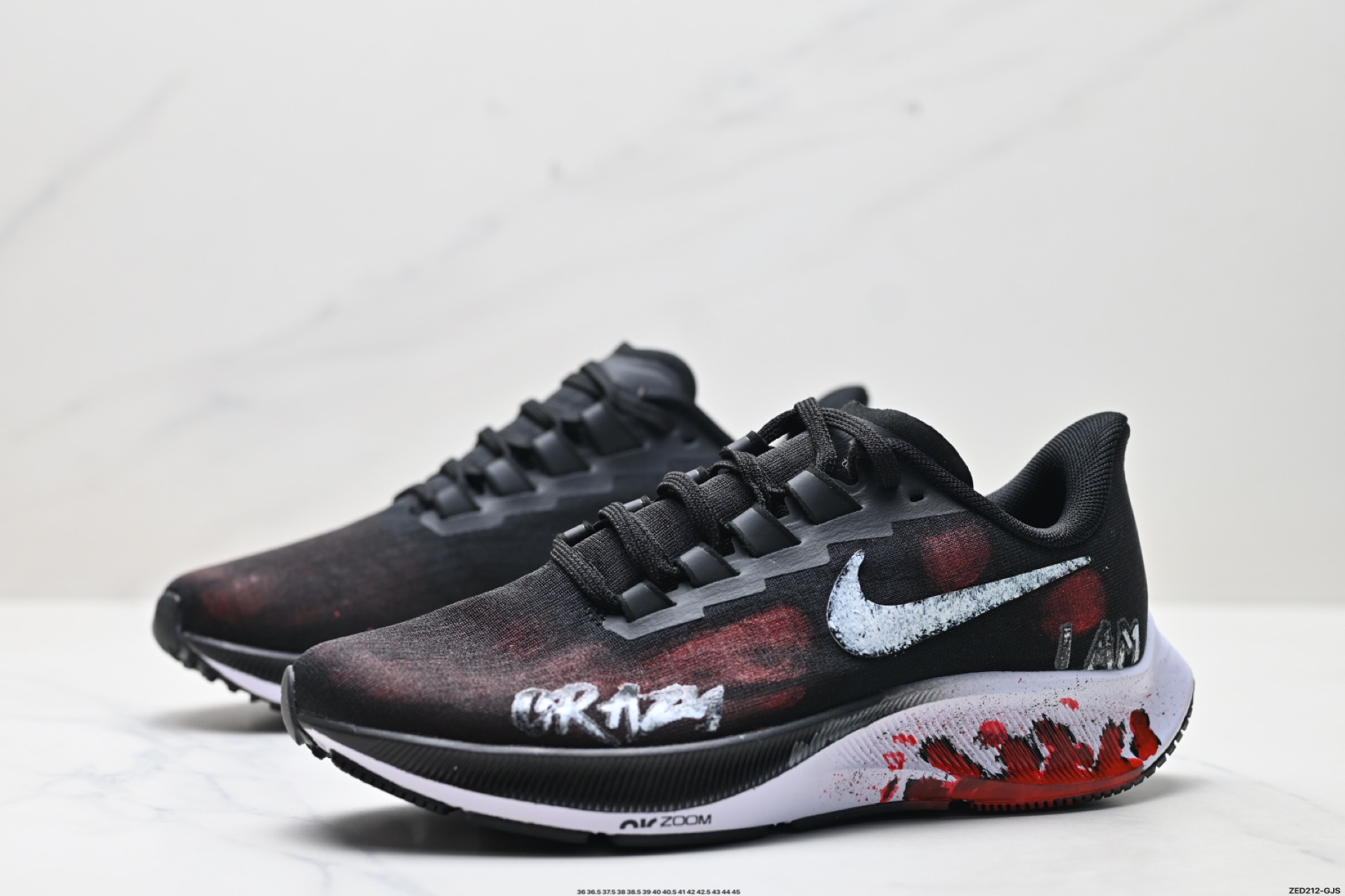 定制球鞋NIKE AIR ZOOM PEGASUS 42虐杀原形 手绘潮流 简约 百搭防滑耐磨 低帮跑步鞋 BQ9647-022