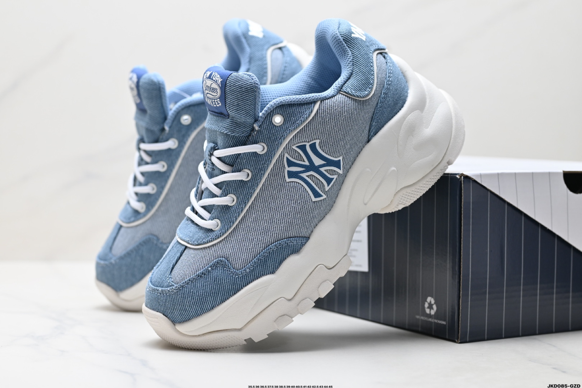 MLB 复古风格美国职业棒球大联盟 Bigball Chunky DENIM 系列 复古增高休闲老爹鞋 3ASHD075N