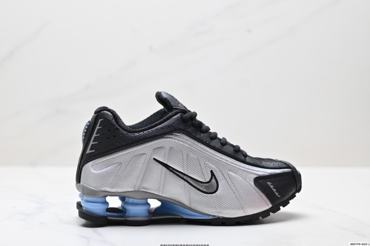 Nike Shox R4 Retro Running Shoes - Metallic Silver Shox, Enhanced Grip 1 Nike Shox R4 Retro Running Shoes – Metallic Silver Accents & Cushioned Comfort