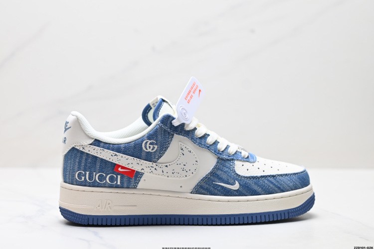 Nike Air Force 1 '07 Low x Gucci Denim Custom Sneakers - Limited Edition 1 Nike Air Force 1 ’07 Low x Gucci Denim Custom Sneakers – Limited Edition