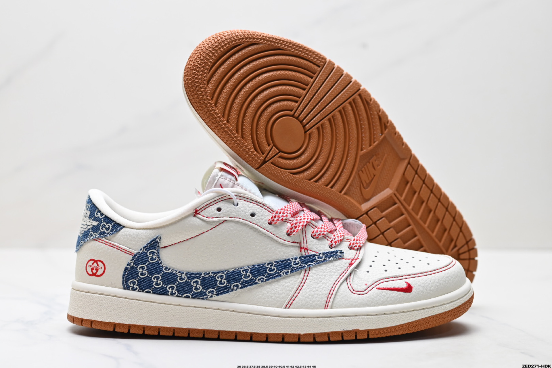 270 Nike Air Jordan 1 x Travis Scott AJ1倒勾 乔一倒钩 ‘DIY’定制 耐克 低帮文化篮球鞋 XQ1979-001