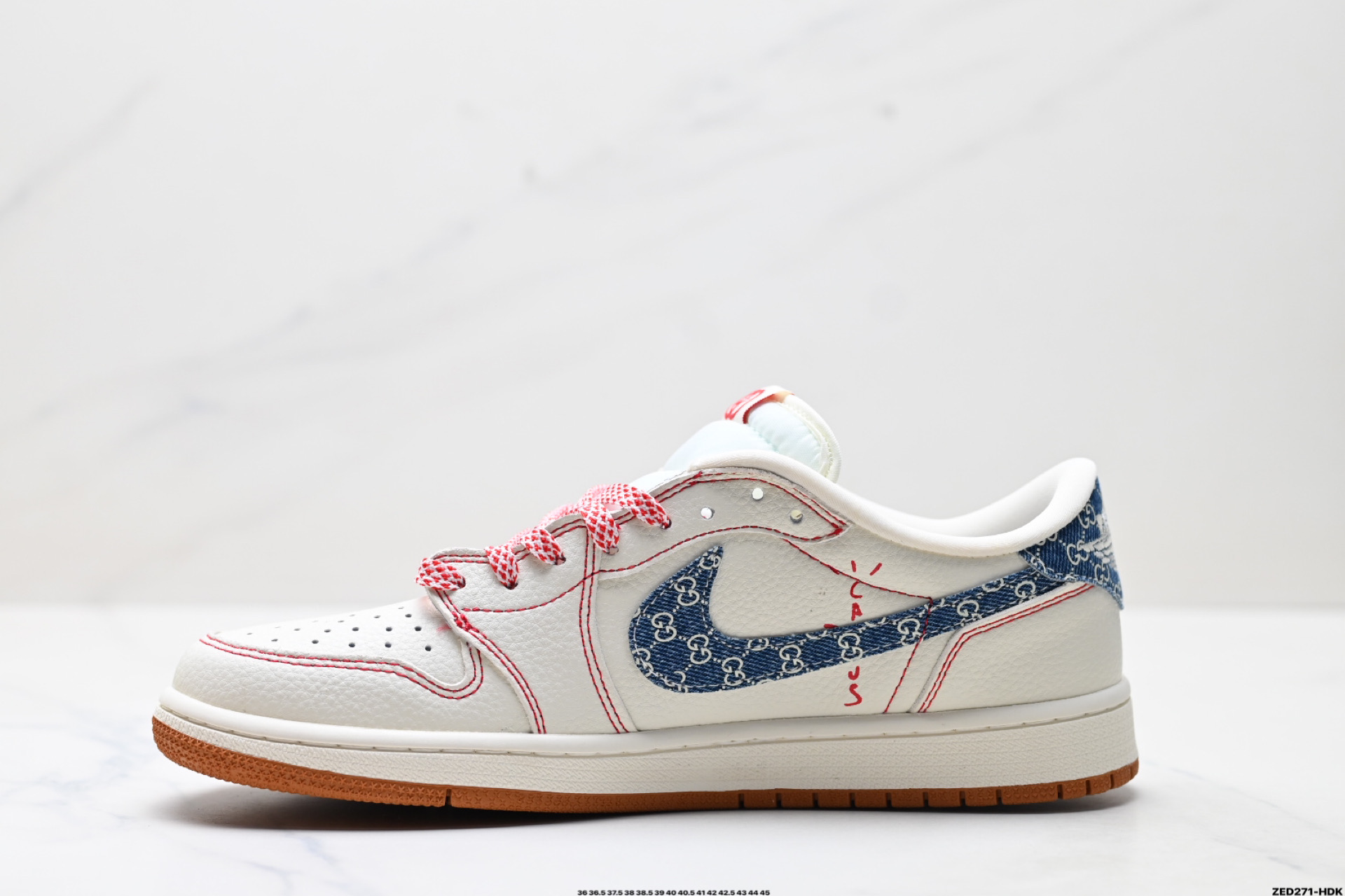 270 Nike Air Jordan 1 x Travis Scott AJ1倒勾 乔一倒钩 ‘DIY’定制 耐克 低帮文化篮球鞋 XQ1979-001