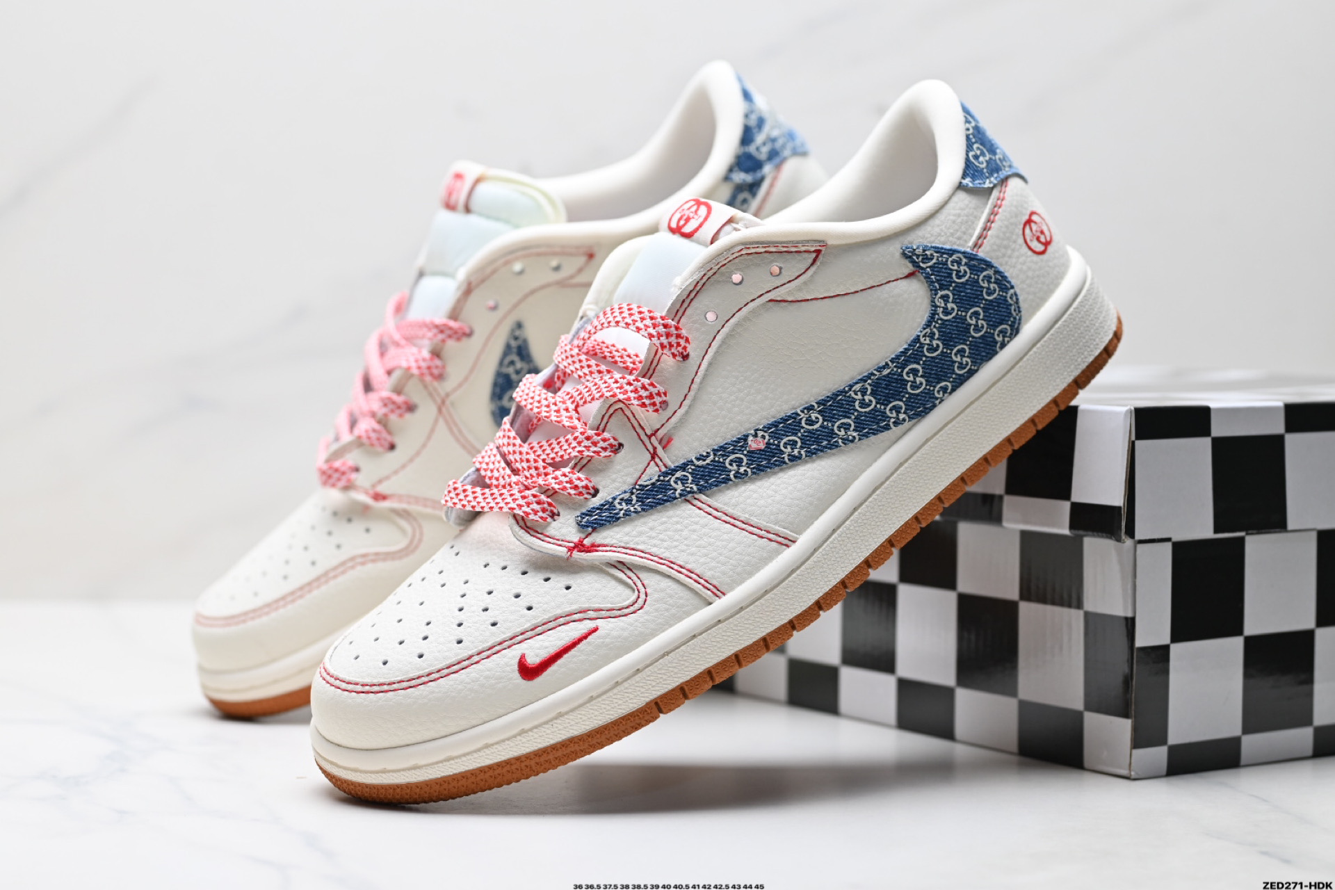 270 Nike Air Jordan 1 x Travis Scott AJ1倒勾 乔一倒钩 ‘DIY’定制 耐克 低帮文化篮球鞋 XQ1979-001