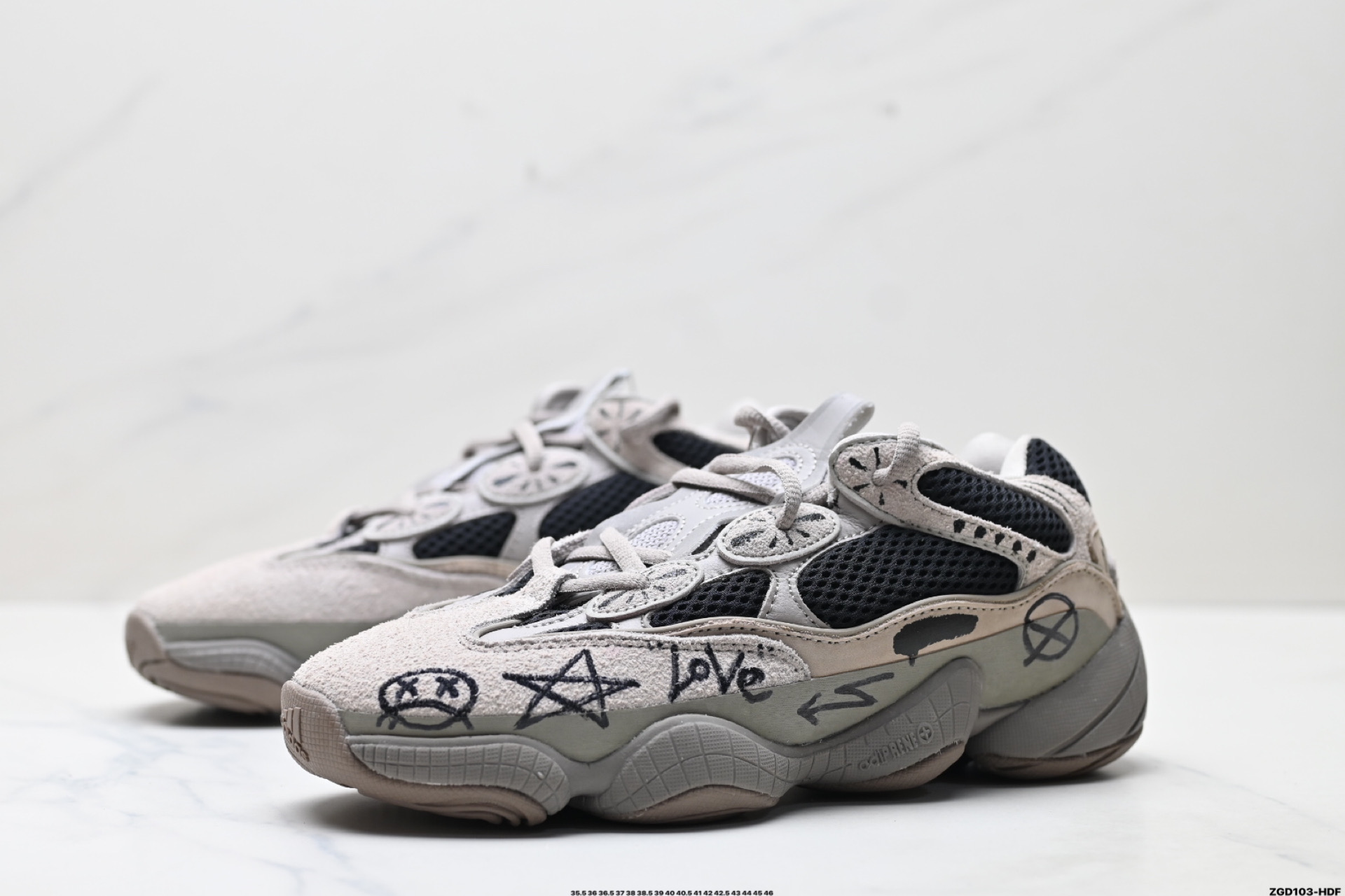 300 Adidas originals Yeezy 500 Bone White 网布合成革 时尚休闲舒适百搭 阿迪达斯 低帮 老爹鞋 GX3607