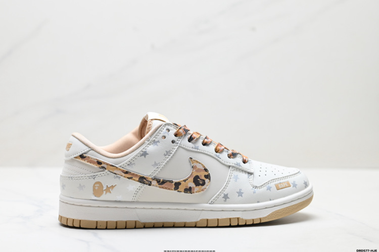 Nike Dunk Low Retro 'DIY' Casual Sneakers With Star and Camo Accents 1 Nike Dunk Low Retro Custom Louis Vuitton, Low-Top Lace-Up Casual Sneaker