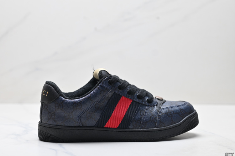 Gucci Screener Sneaker: Distressed, Retro Style with Iconic Stripe Detail 1 Gucci Screener Sneaker: Distressed, Retro Style with Iconic Stripe Detail