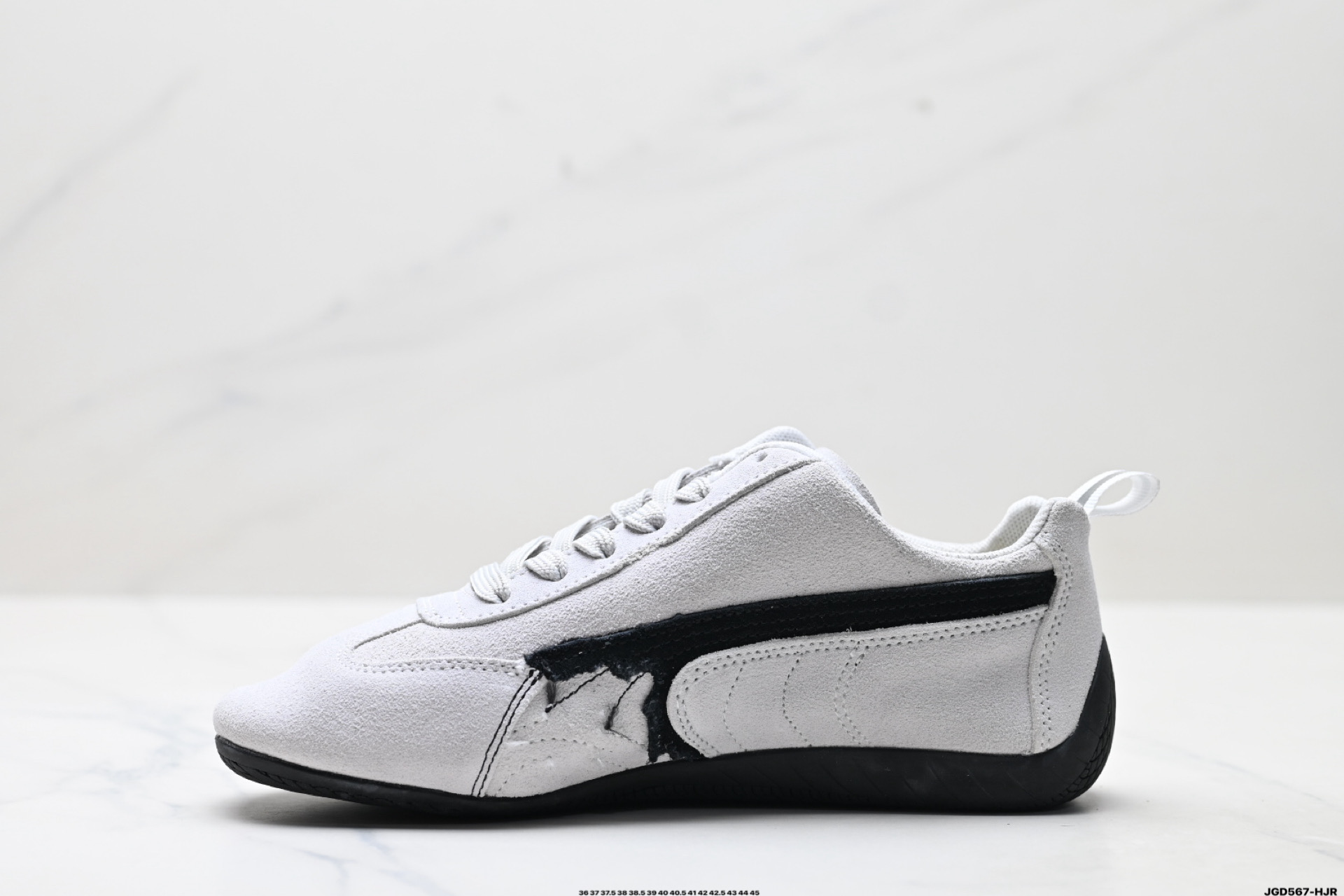 190 PUMA 彪马 x Balenciaga巴黎世家 Speedcat 系列 薄底鞋 牛皮绒面革 圆头做旧磨损 低帮 生活休闲鞋 406519-01