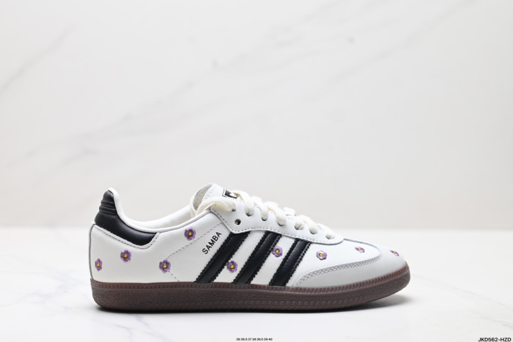 Adidas Originals Samba OG White Leather Floral Low-Top Sneakers 1 Adidas Originals Samba OG White Leather Floral Low-Top Sneakers
