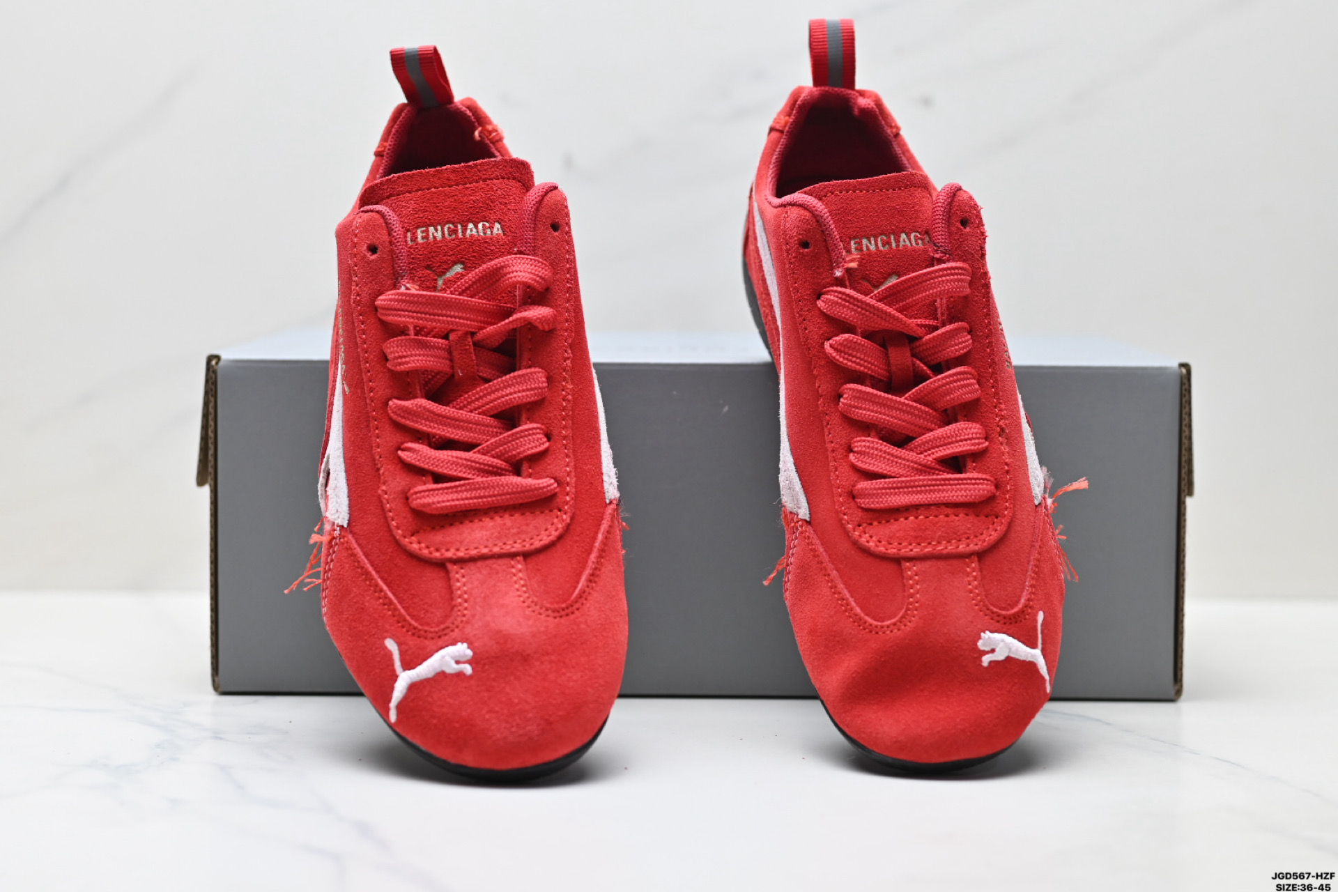PUMA 彪马 x Balenciaga巴黎世家 Speedcat 系列 薄底鞋 牛皮绒面革 圆头做旧磨损 低帮 生活休闲鞋  406519-03