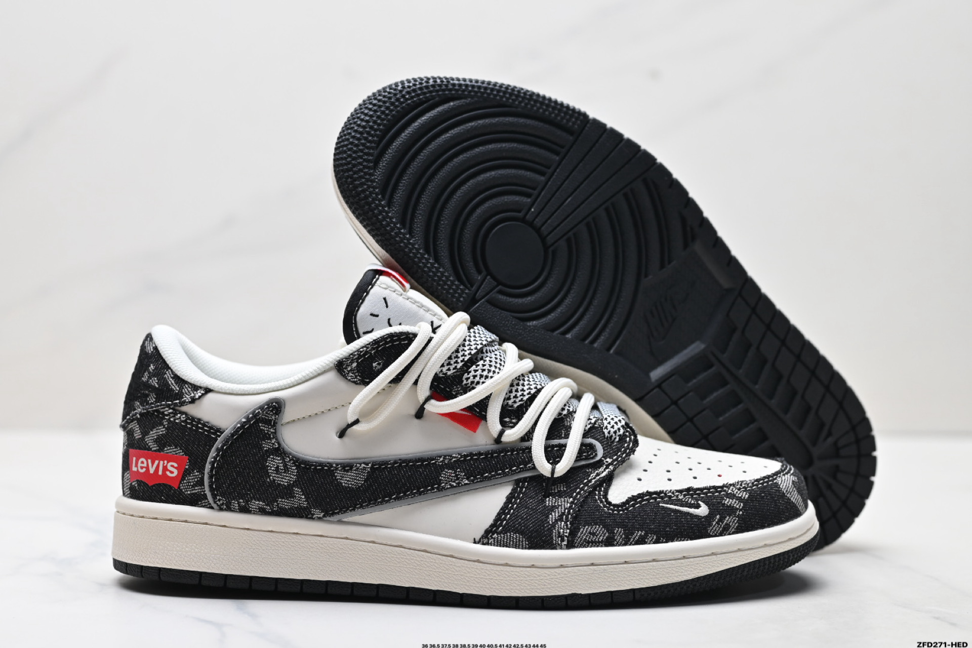 Nike Air Jordan 1 x Travis Scott AJ1倒勾 乔一倒钩 ‘DIY’定制 耐克 低帮文化篮球鞋 HT5088-600