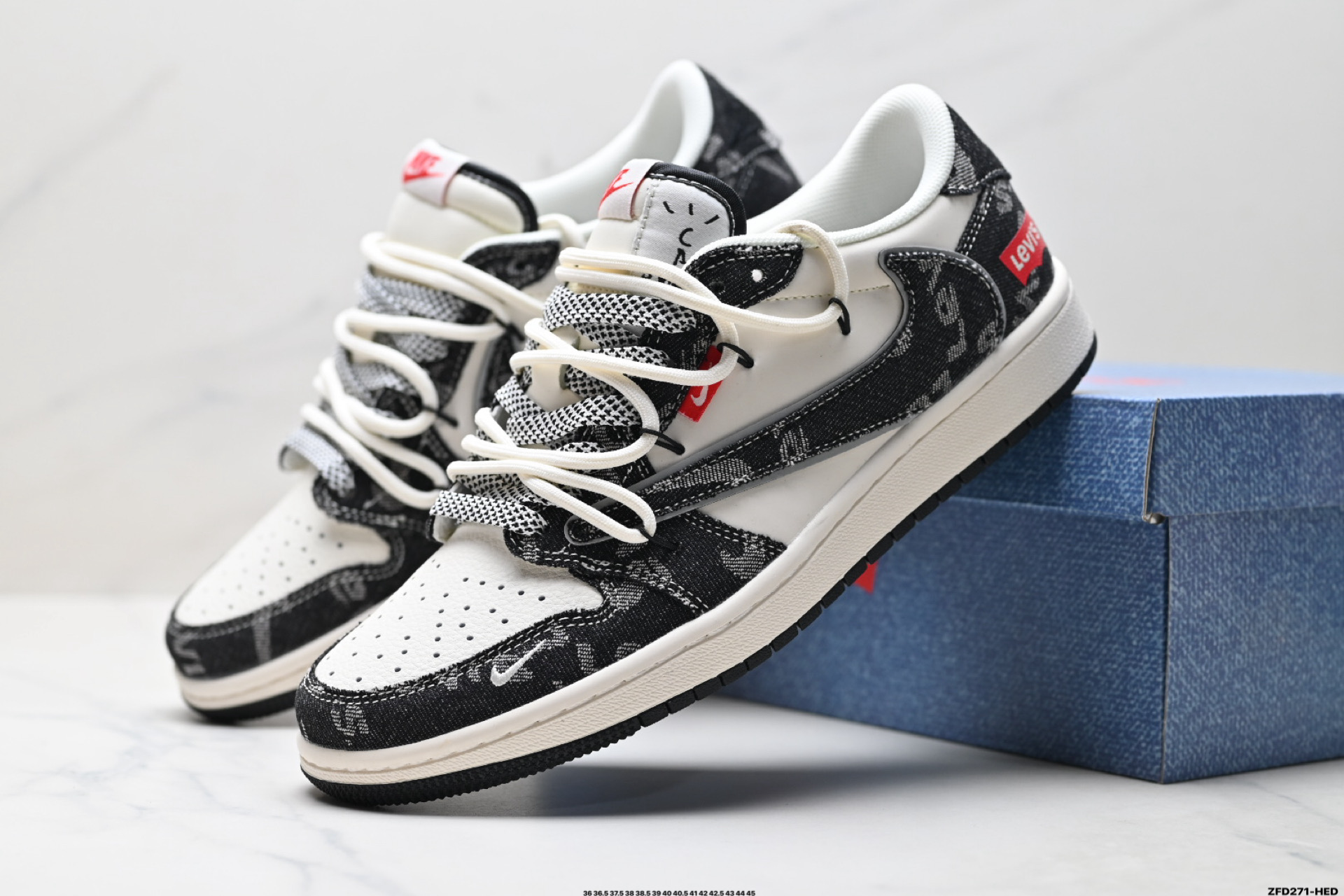 Nike Air Jordan 1 x Travis Scott AJ1倒勾 乔一倒钩 ‘DIY’定制 耐克 低帮文化篮球鞋 HT5088-600