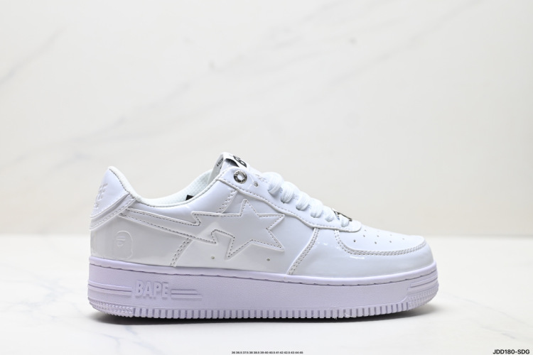 A Bathing Ape BAPE SK8 STA Low White Patent Leather Sneakers 1 A Bathing Ape BAPE SK8 STA Low White Patent Leather Sneakers