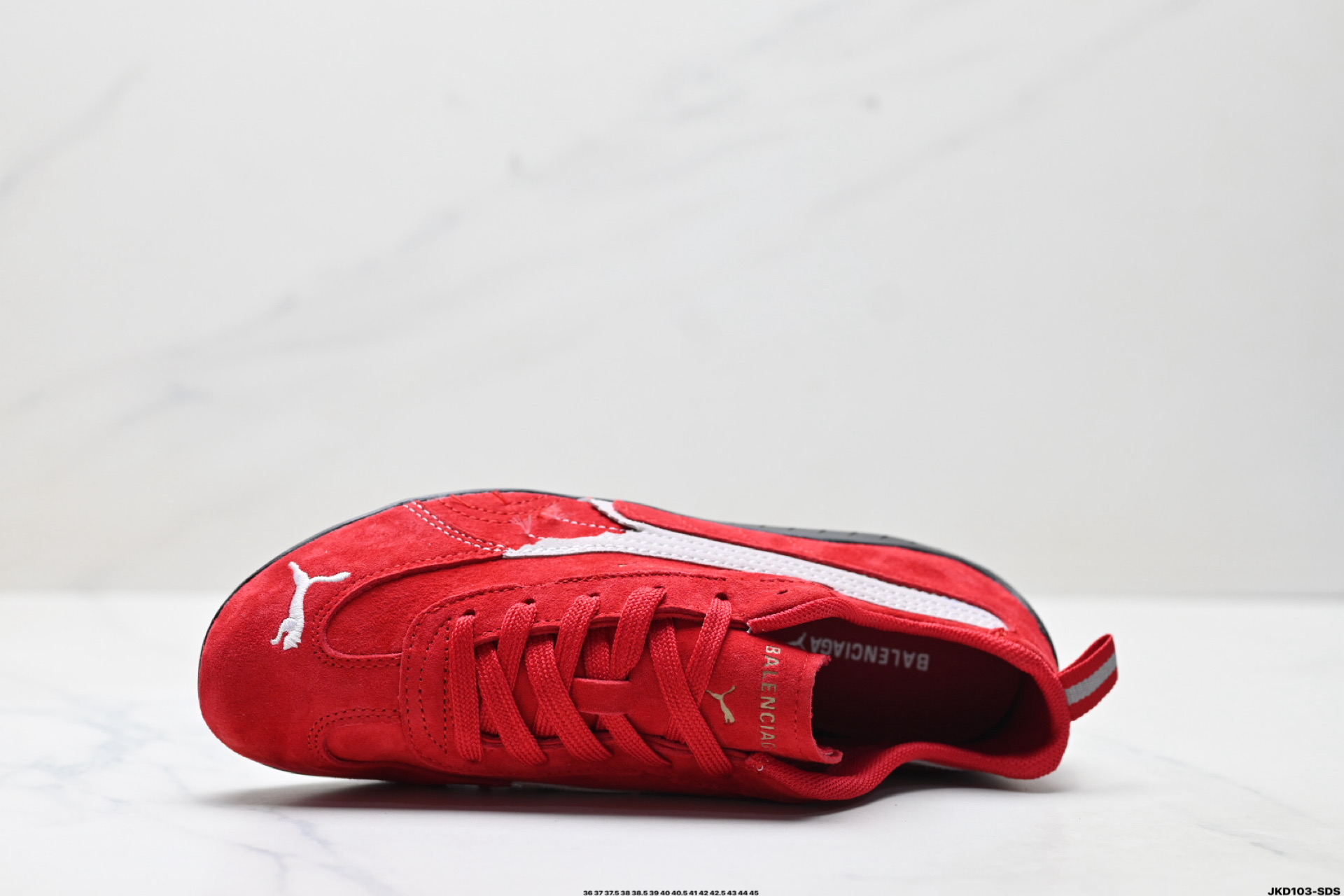 170 PUMA 彪马 x Balenciaga巴黎世家 Speedcat 系列 薄底鞋 牛皮绒面革 圆头做旧磨损 低帮 生活休闲鞋  406519-03