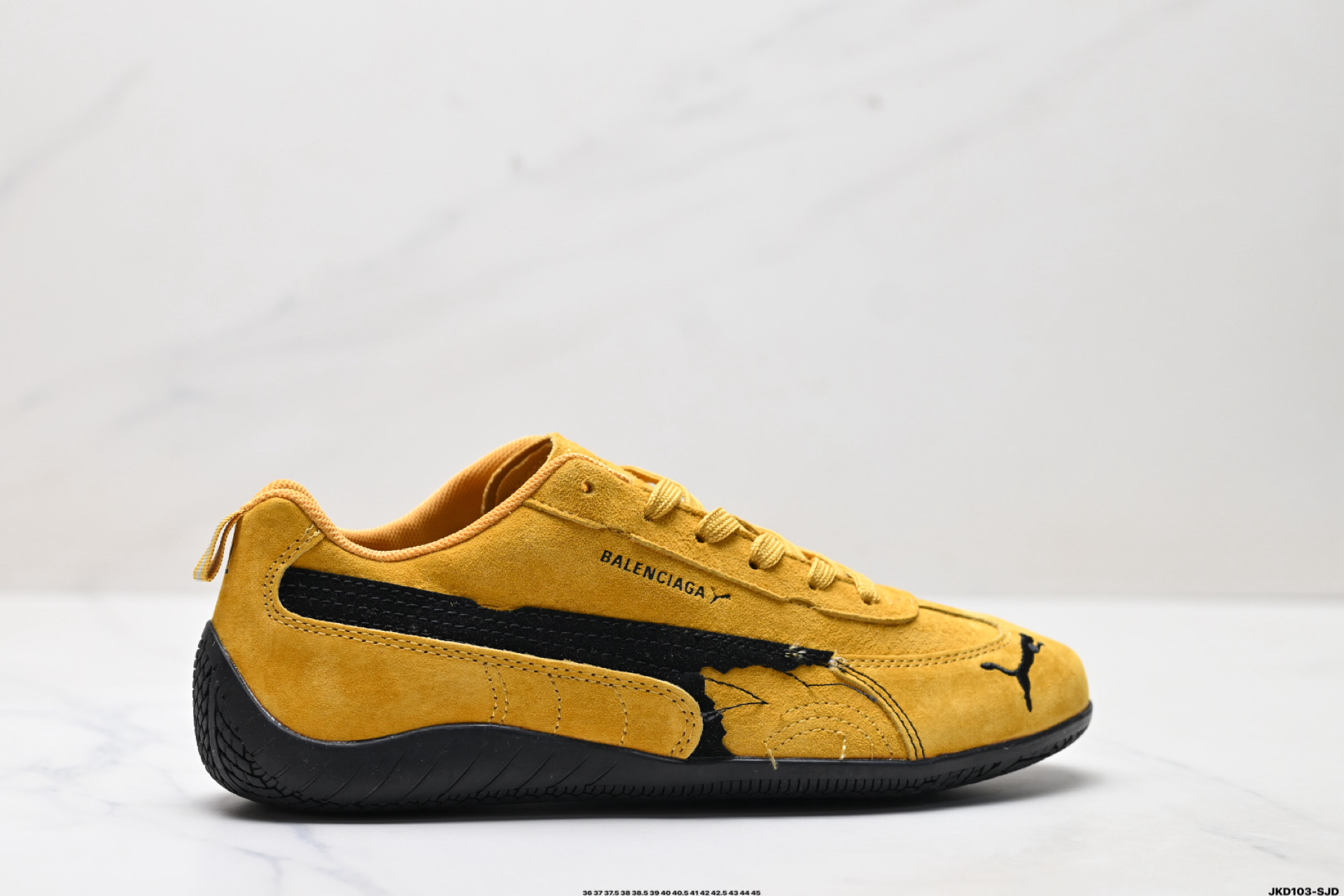 170 PUMA 彪马 x Balenciaga巴黎世家 Speedcat 系列 薄底鞋 牛皮绒面革 圆头做旧磨损 低帮 生活休闲鞋  406519-03