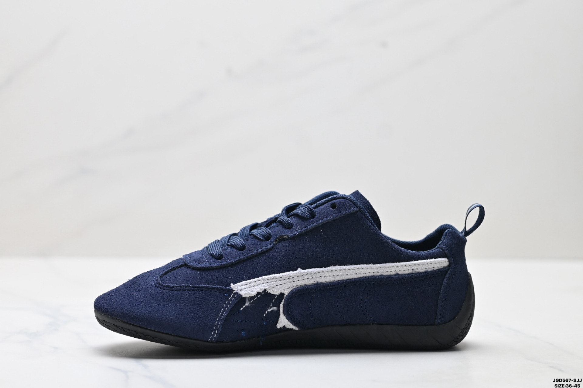 190 PUMA 彪马 x Balenciaga巴黎世家 Speedcat 系列 薄底鞋 牛皮绒面革 圆头做旧磨损 低帮 生活休闲鞋  406519-04