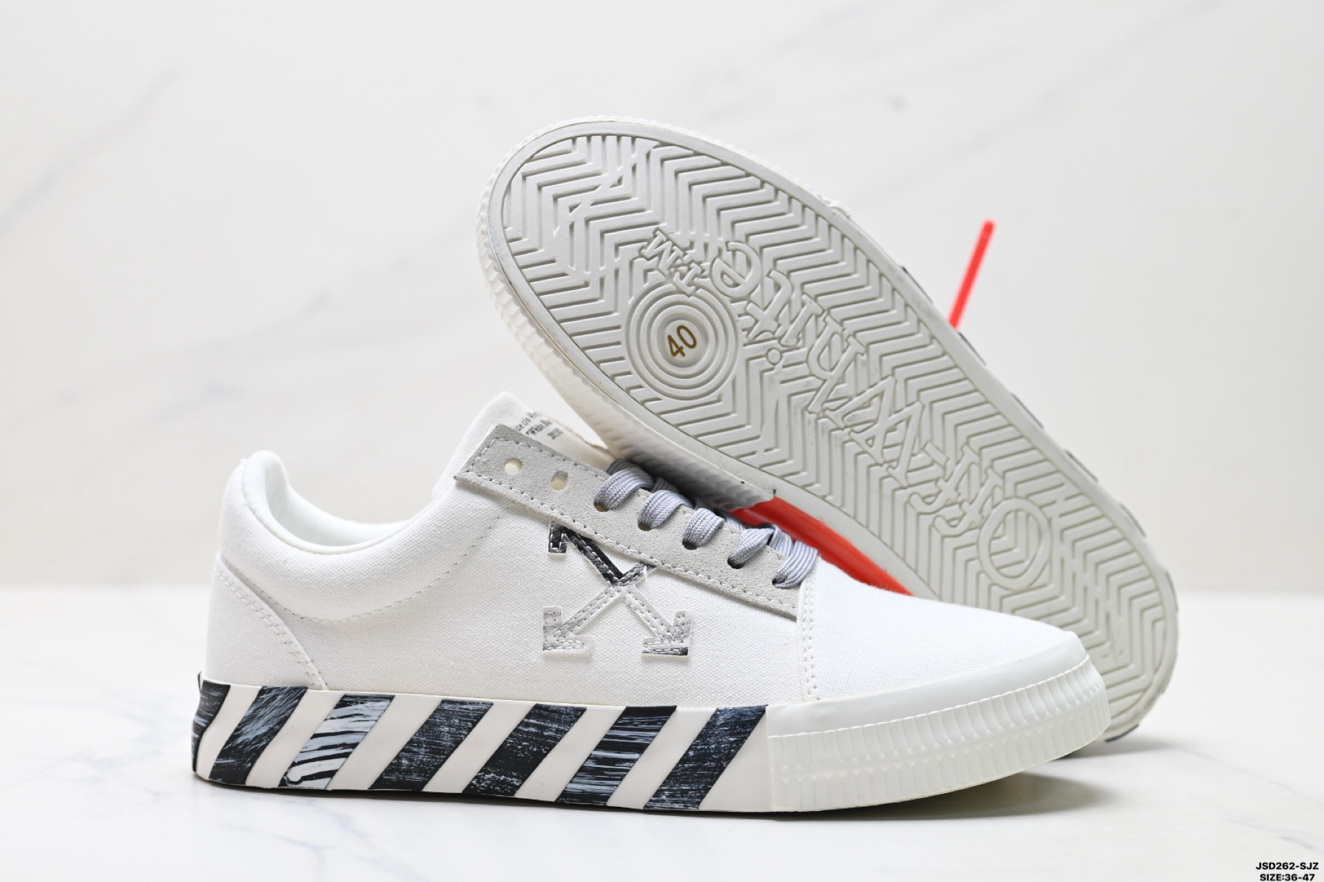 220 OFF-WHITE Vulcanized Striped Low Top 潮流 低帮时尚板鞋